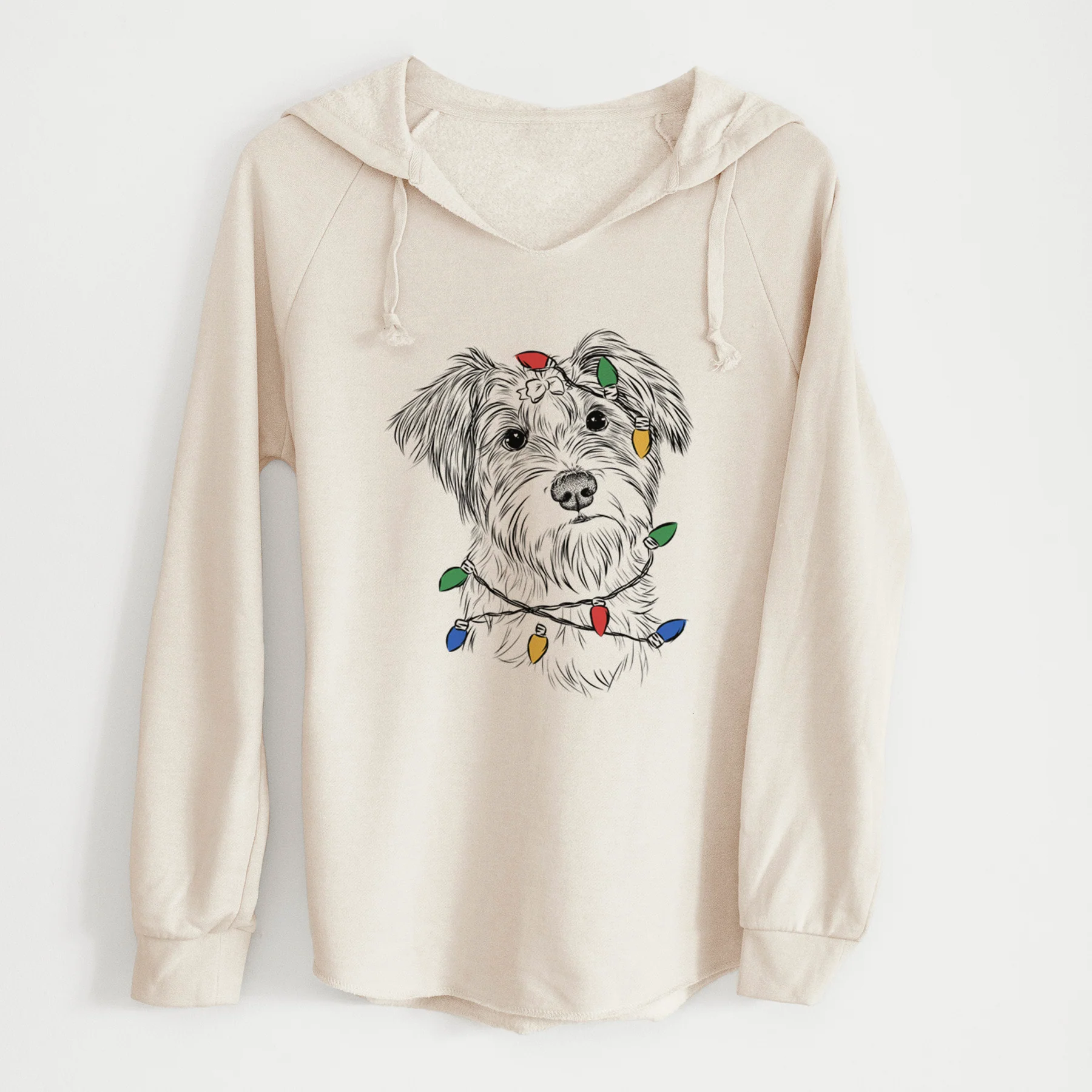 Christmas Lights Birdee the Schnauzer Mix - Cali Wave Hooded Sweatshirt - Image 8