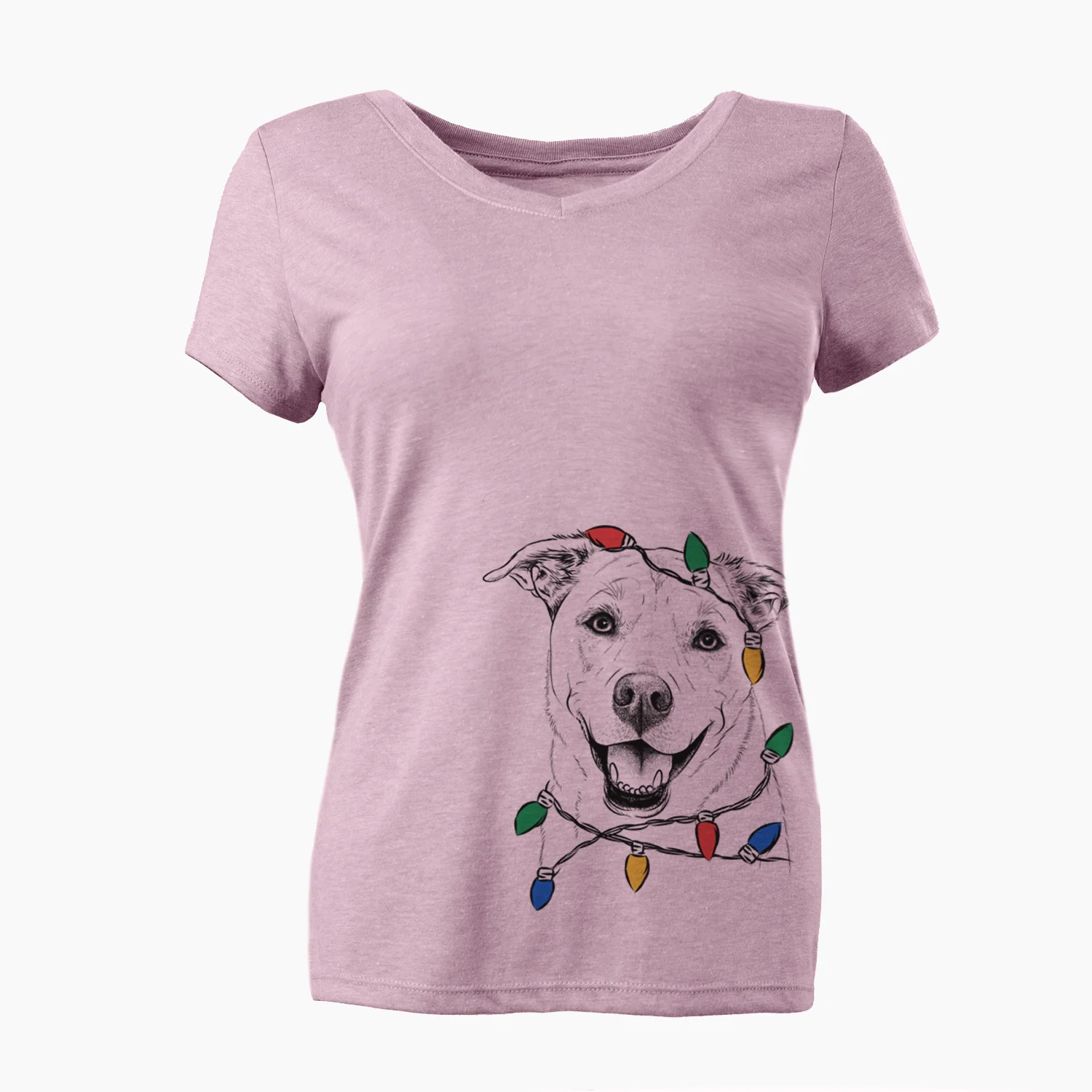 Christmas Lights Carl the Mixed Breed - Women's Perfect V-neck Shirt - Image 2