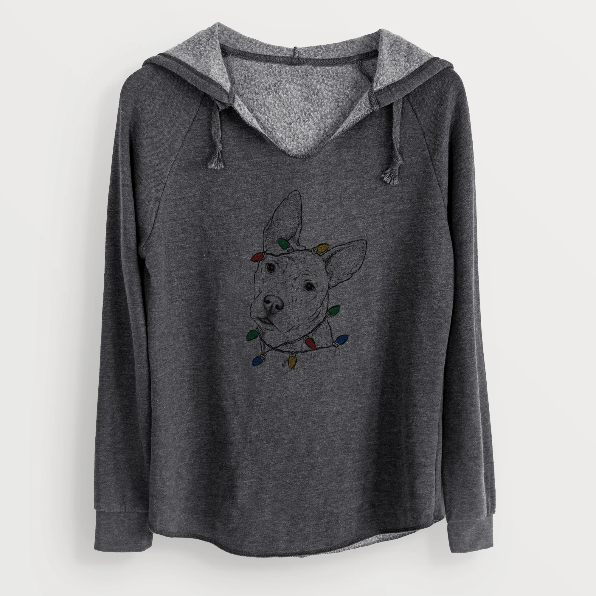 Christmas Lights Diesel the Mixed Breed - Cali Wave Hooded Sweatshirt - Image 8