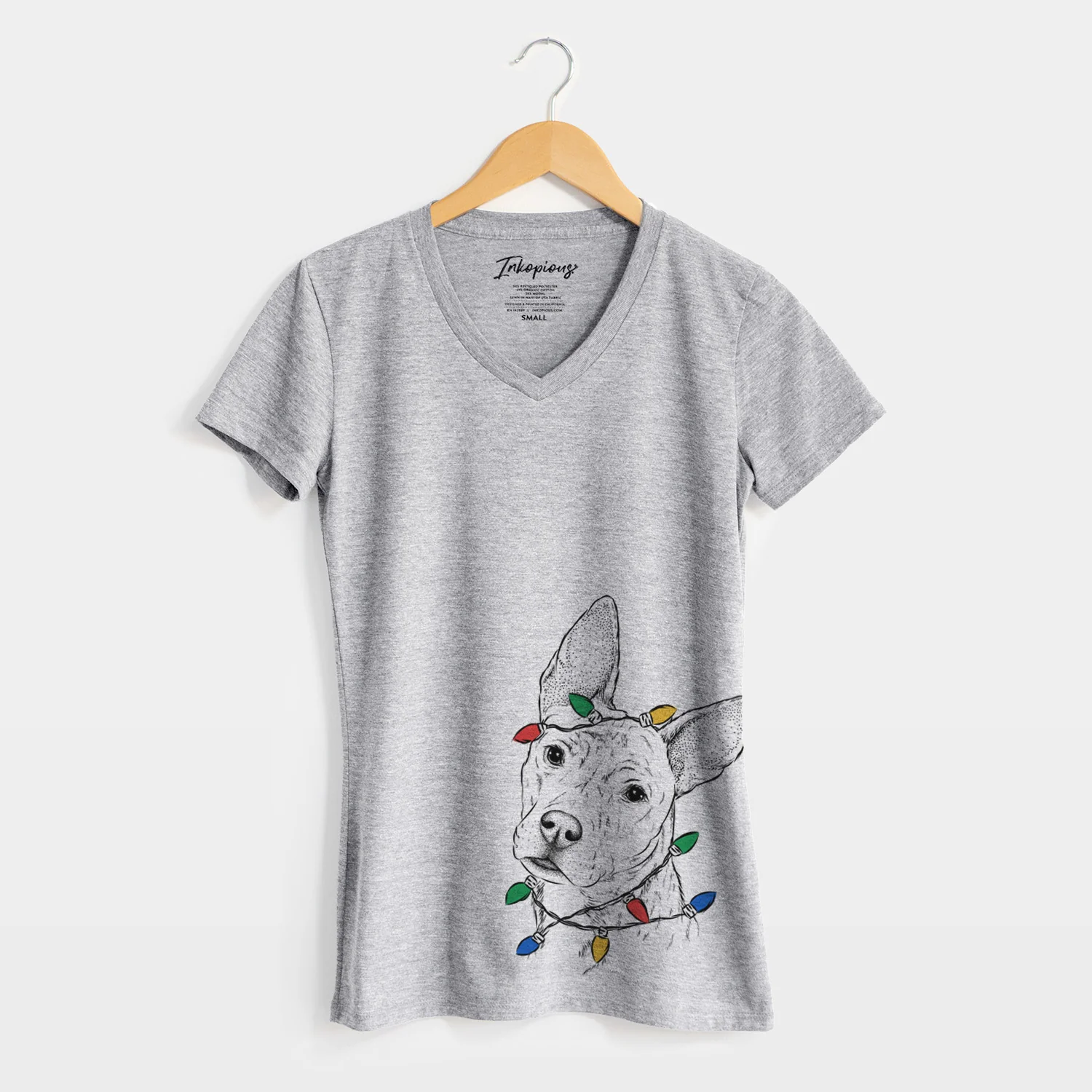 Christmas Lights Diesel the Mixed Breed - Women's Perfect V-neck Shirt - Image 4