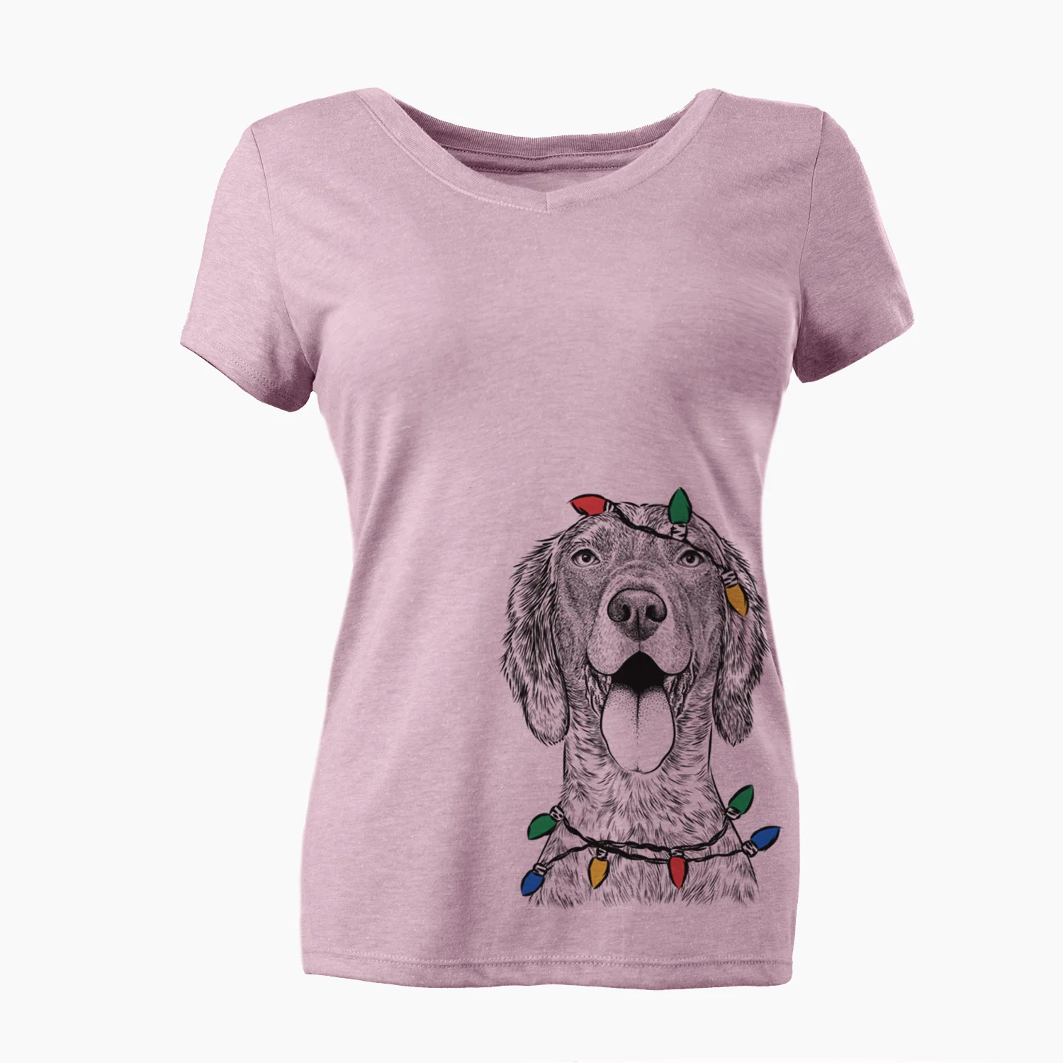 Christmas Lights Freddy the English Setter - Women's Perfect V-neck Shirt - Image 2