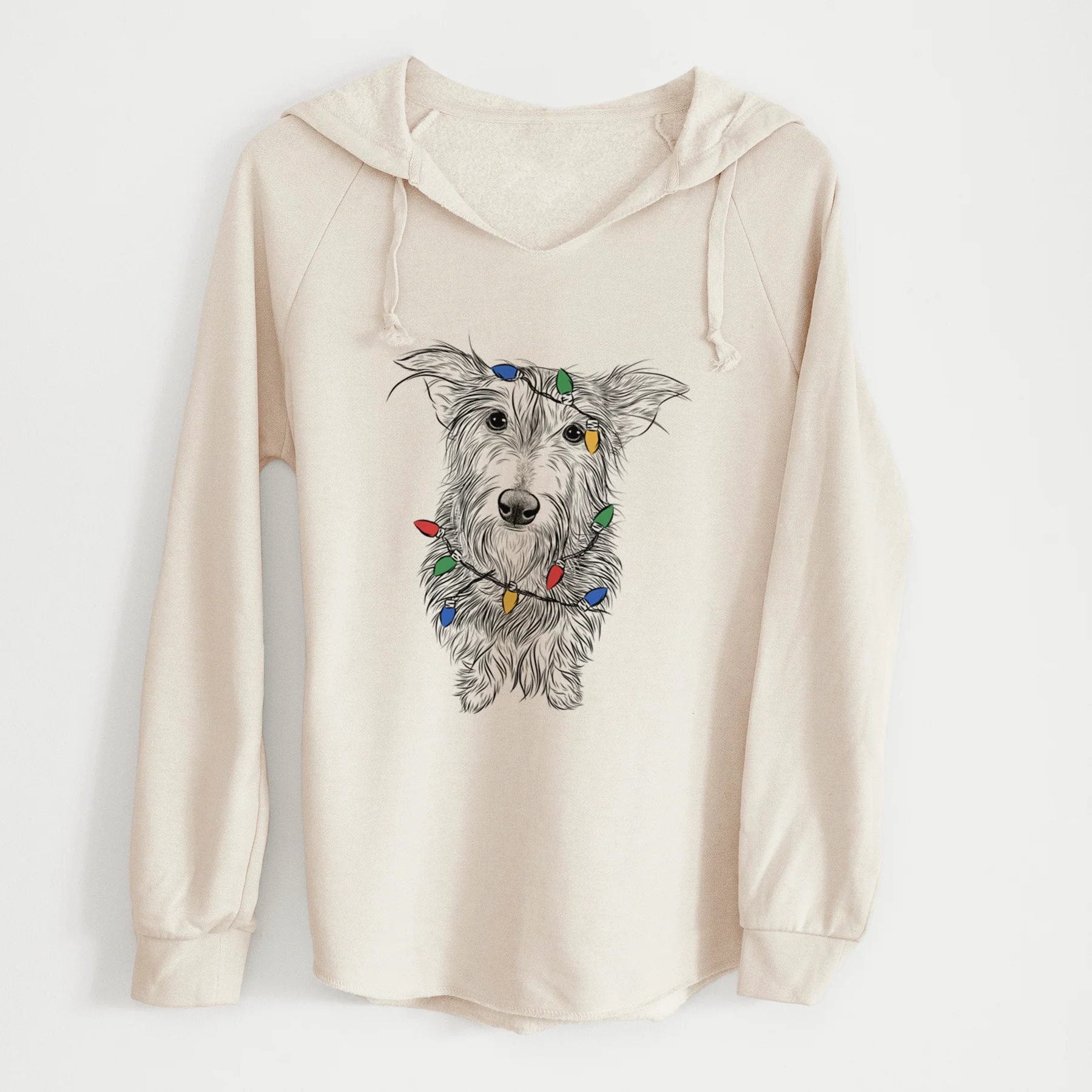 Christmas Lights Frida Doggo the Rescue Terrier Mix - Cali Wave Hooded Sweatshirt - Image 7