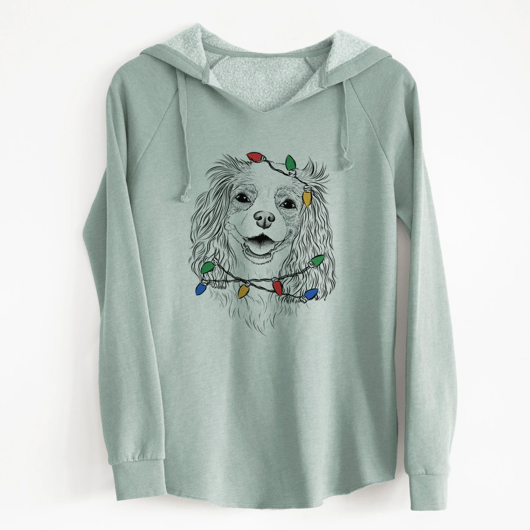 Christmas Lights Halley Comet the Cavalier King Charles Spaniel - Cali Wave Hooded Sweatshirt - Image 6