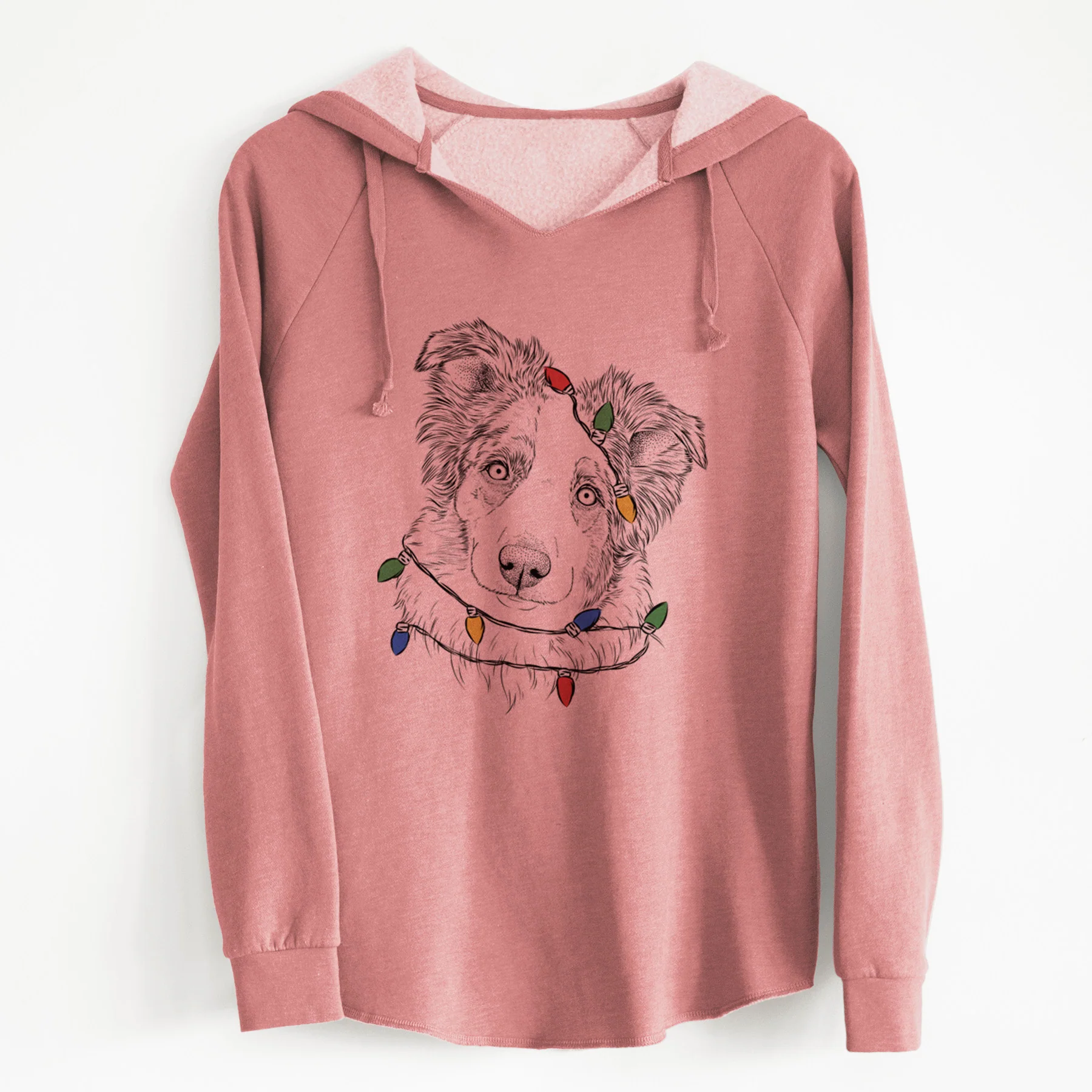 Christmas Lights HoneyBee the Miniature Australian Shepherd - Cali Wave Hooded Sweatshirt - Image 5