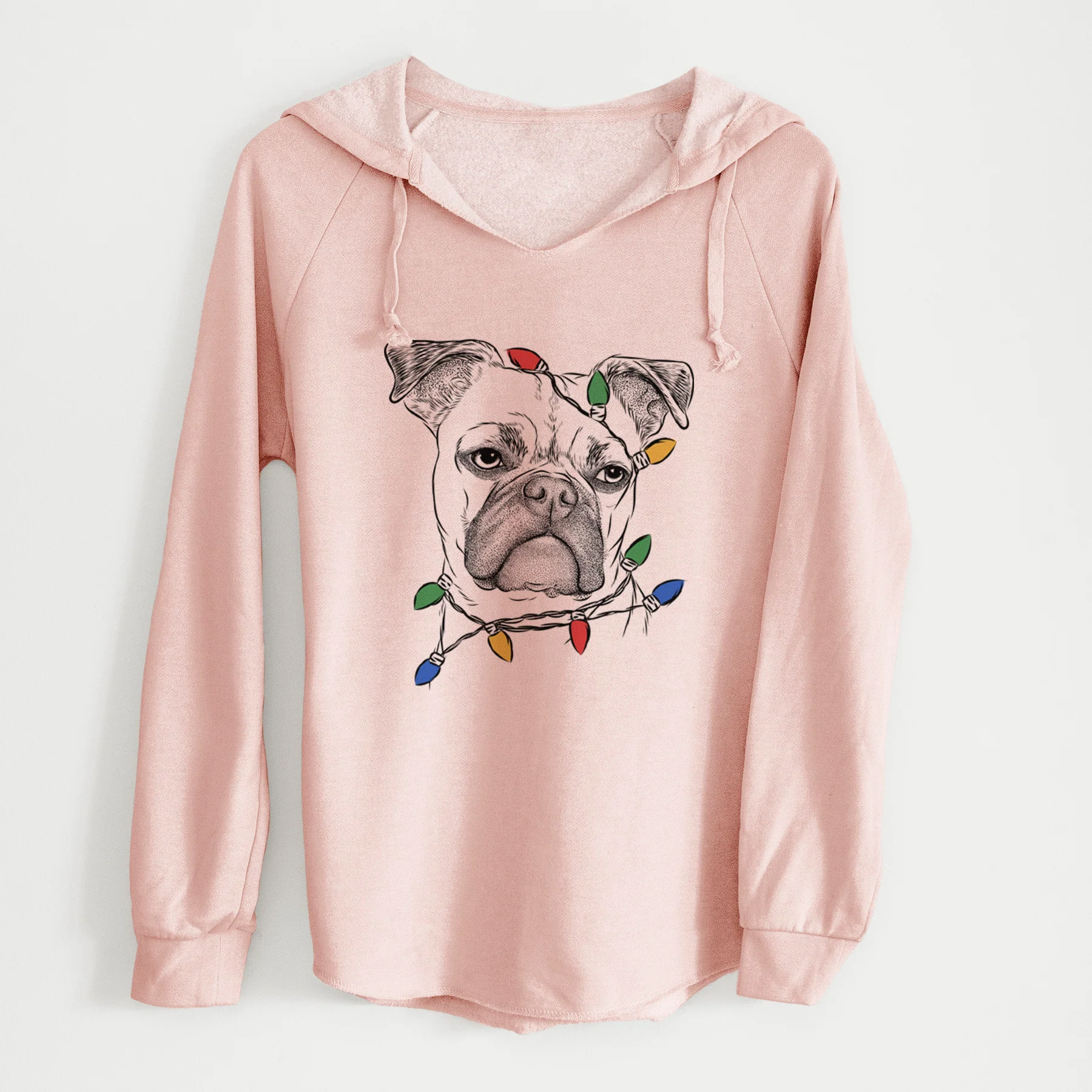 Christmas Lights Mack the Bugg (Boston Terrier/Pug) - Cali Wave Hooded Sweatshirt - Image 4