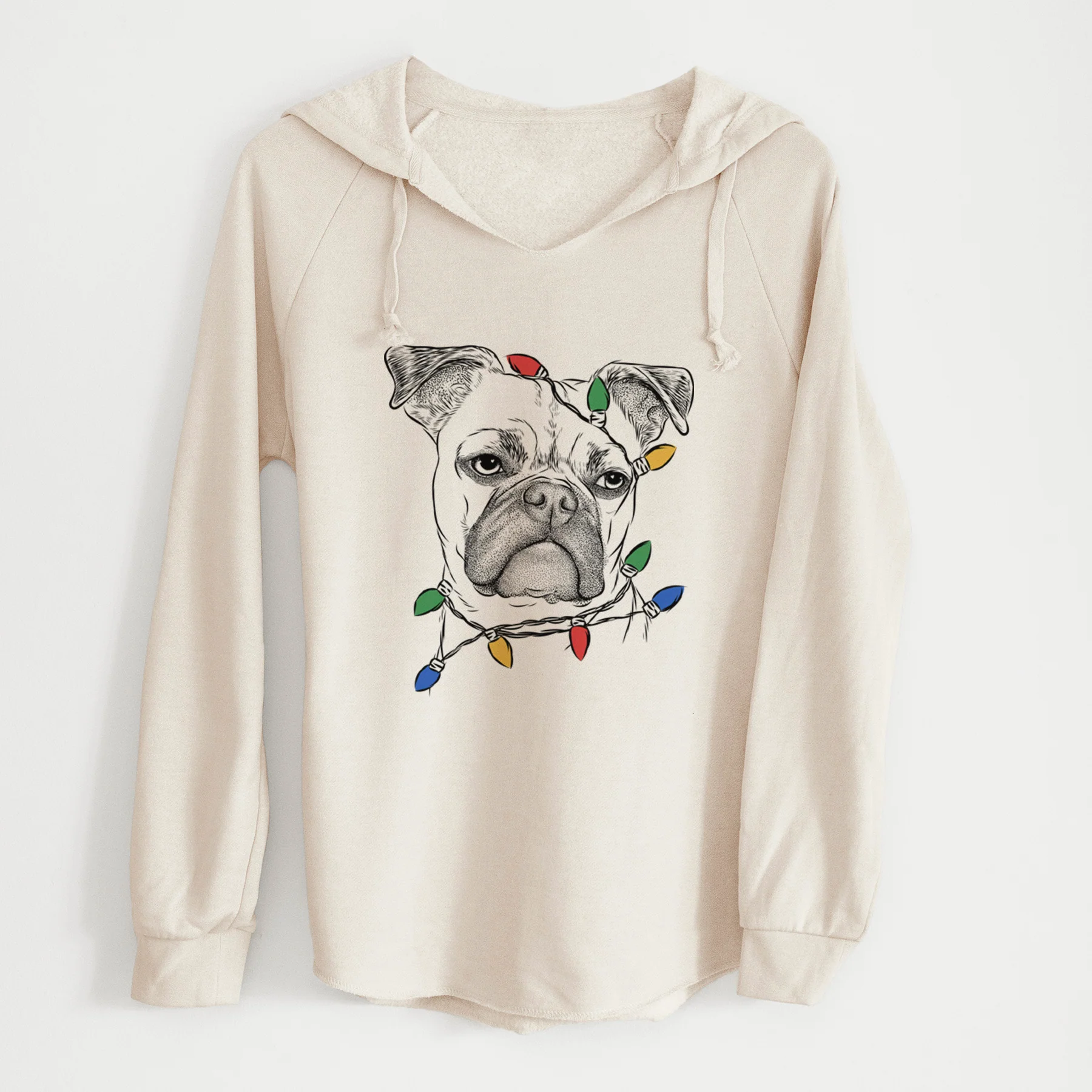 Christmas Lights Mack the Bugg (Boston Terrier/Pug) - Cali Wave Hooded Sweatshirt - Image 7