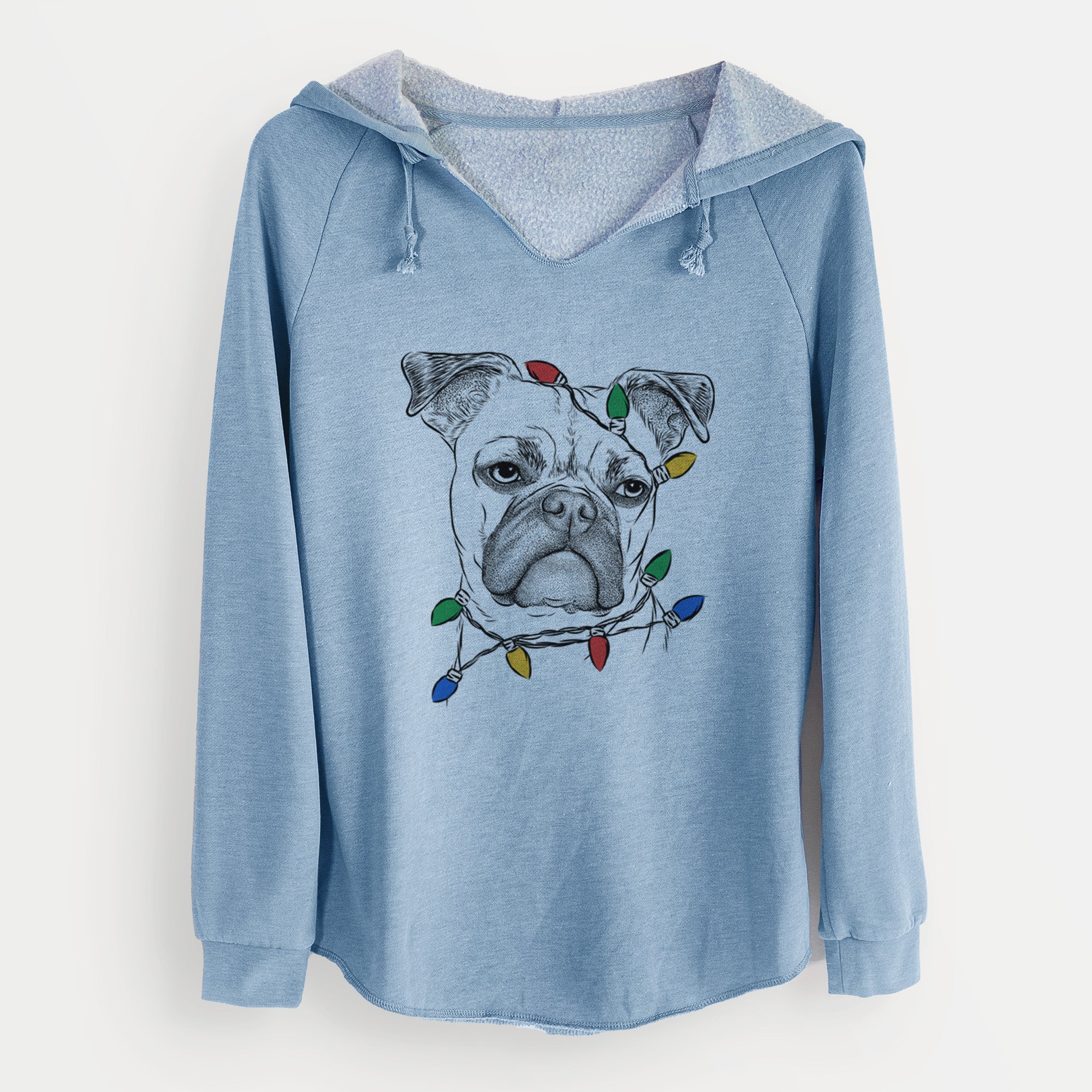Christmas Lights Mack the Bugg (Boston Terrier/Pug) - Cali Wave Hooded Sweatshirt - Image 9