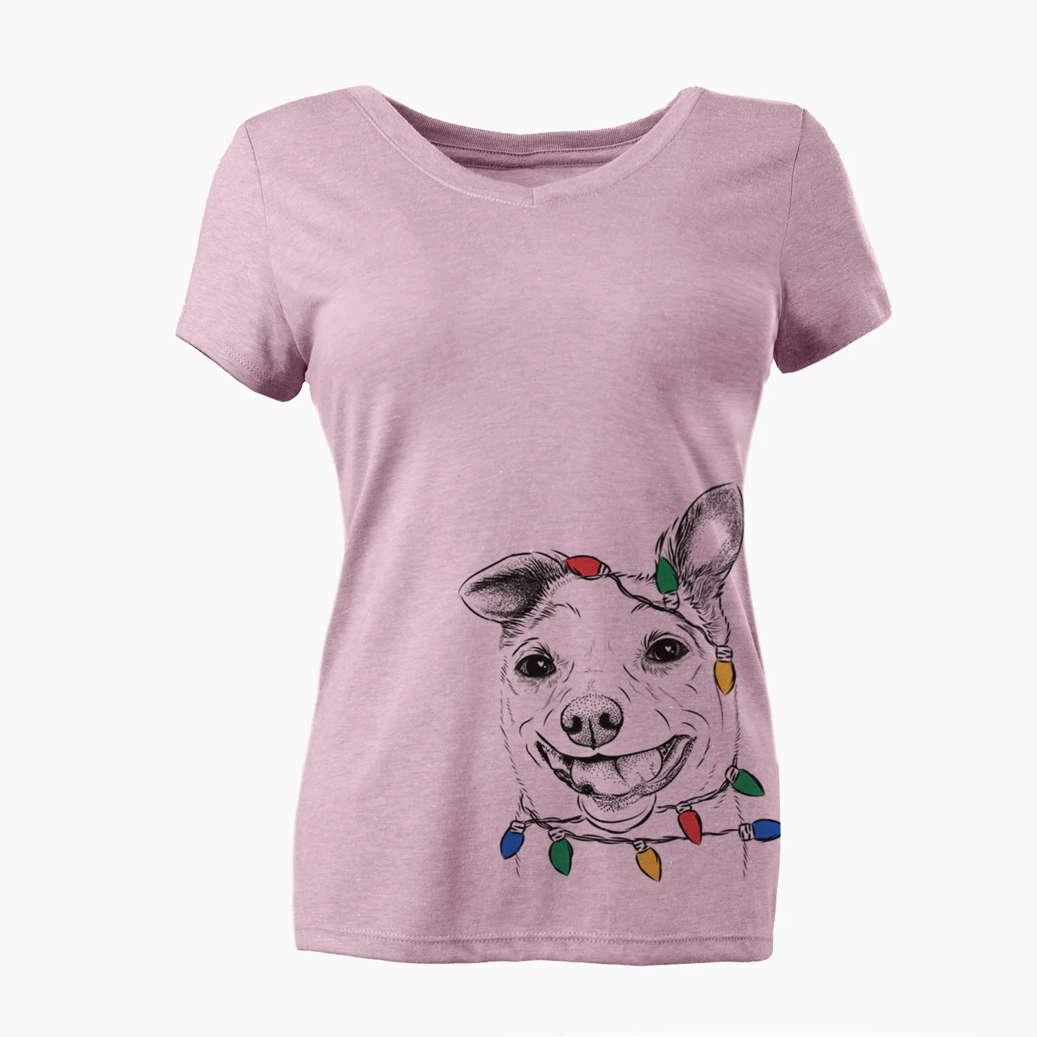 Christmas Lights Mortimer the Mixed Breed - Women's Perfect V-neck Shirt - Image 2