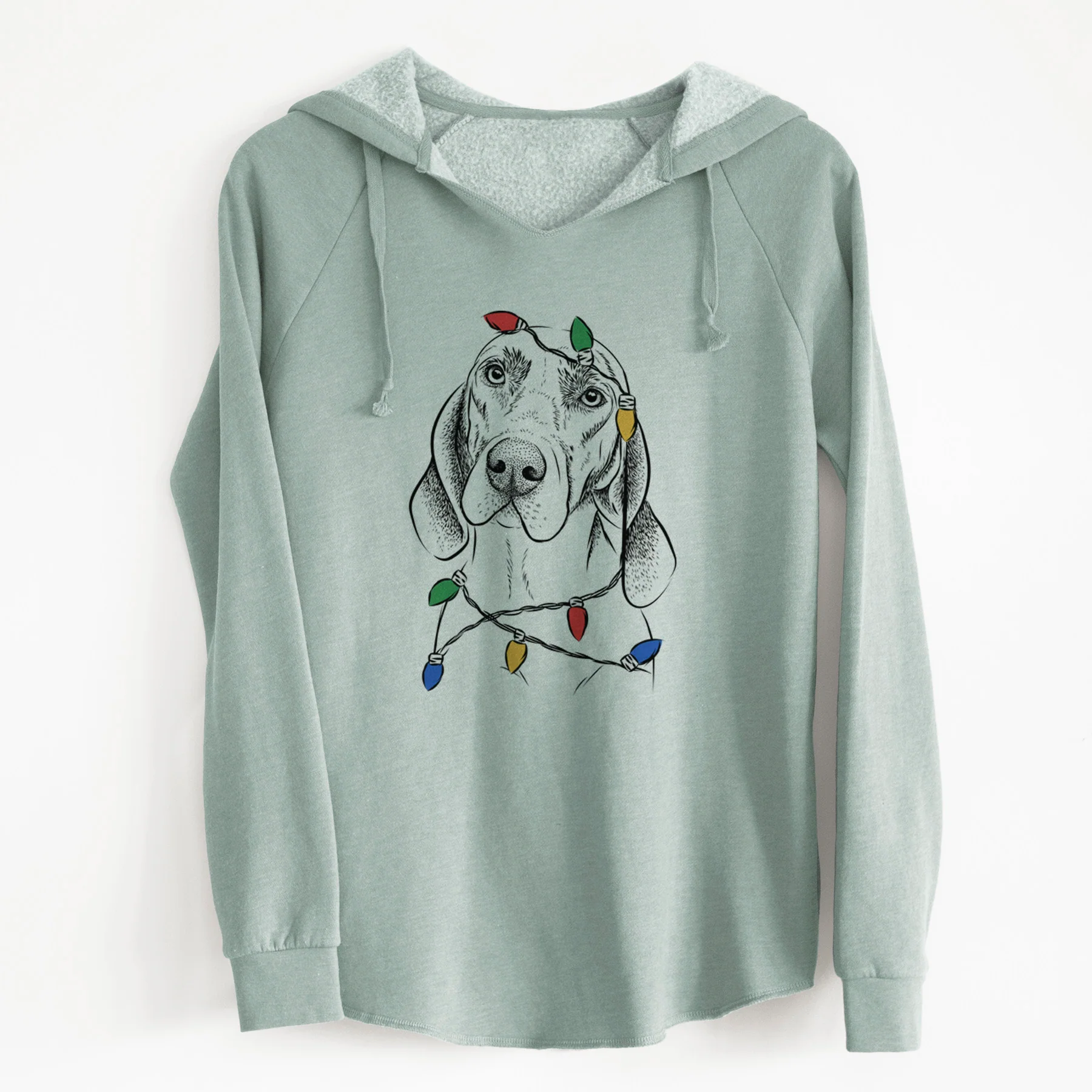 Christmas Lights Norman the Plott Hound - Cali Wave Hooded Sweatshirt - Image 6