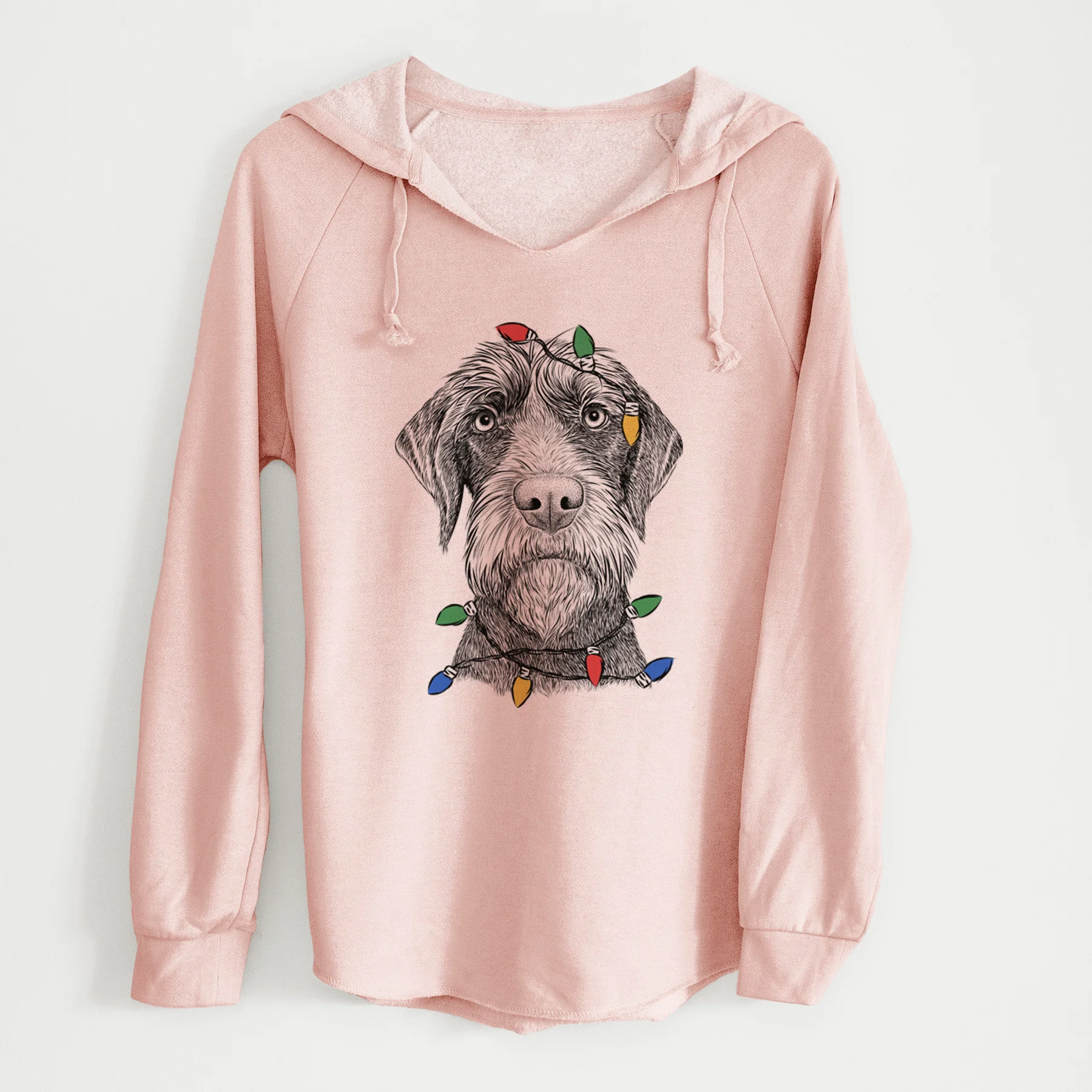 Christmas Lights Oakley the Pudelpointer - Cali Wave Hooded Sweatshirt - Image 4