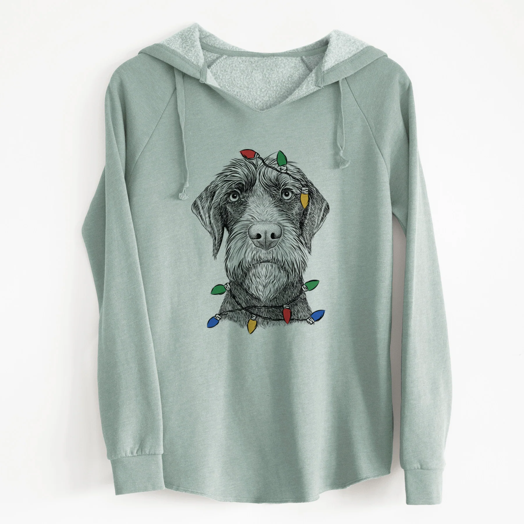 Christmas Lights Oakley the Pudelpointer - Cali Wave Hooded Sweatshirt - Image 6