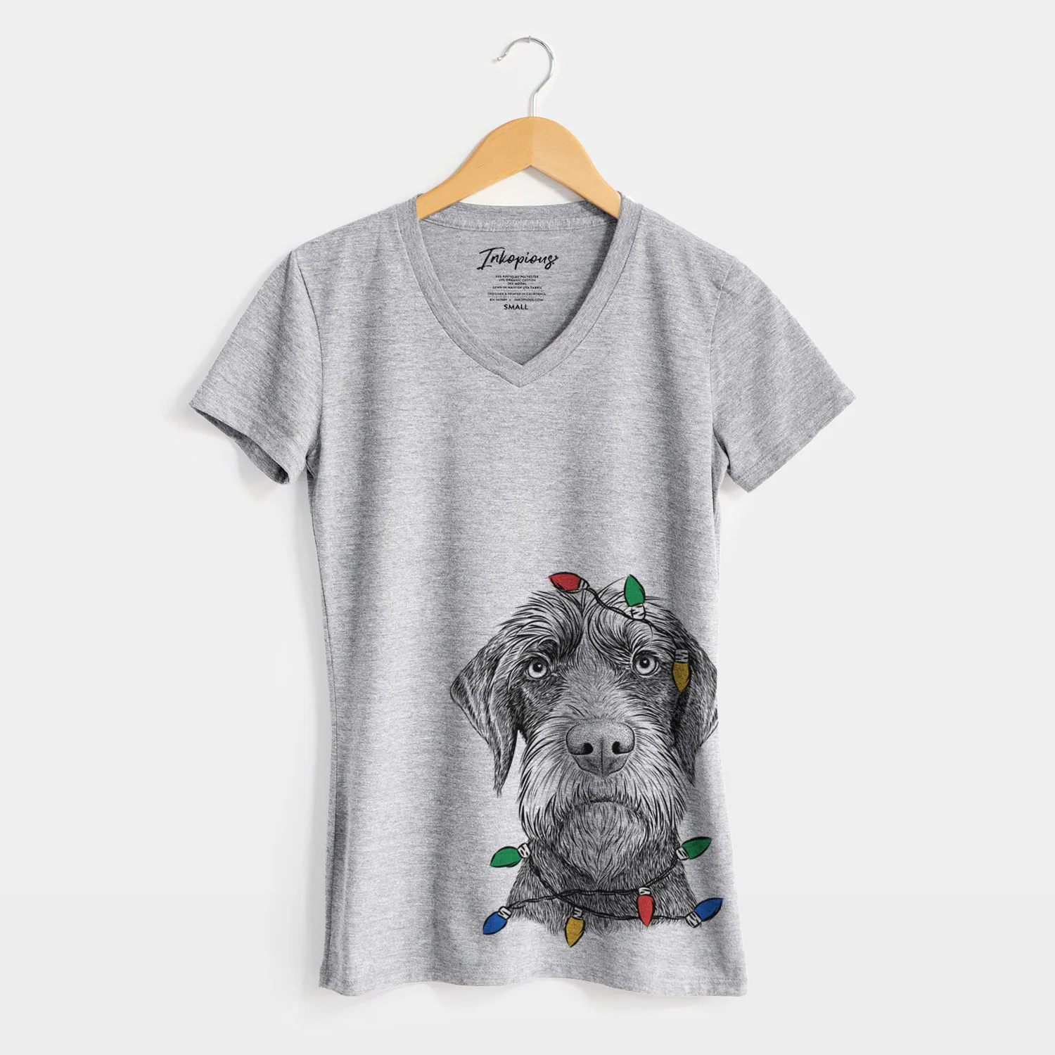 Christmas Lights Oakley the Pudelpointer - Women's Perfect V-neck Shirt - Image 4