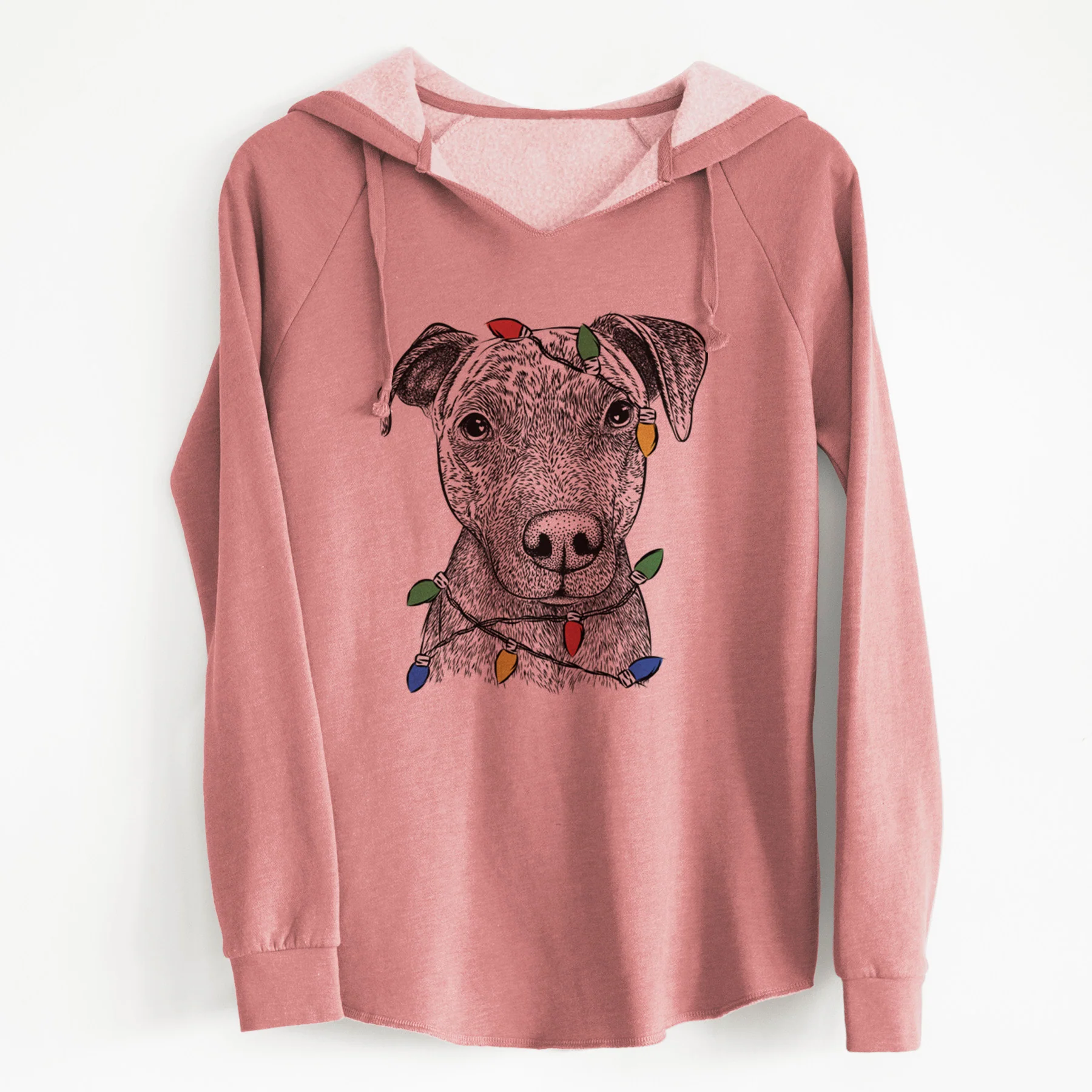 Christmas Lights Reeses the Pitbull - Cali Wave Hooded Sweatshirt - Image 5