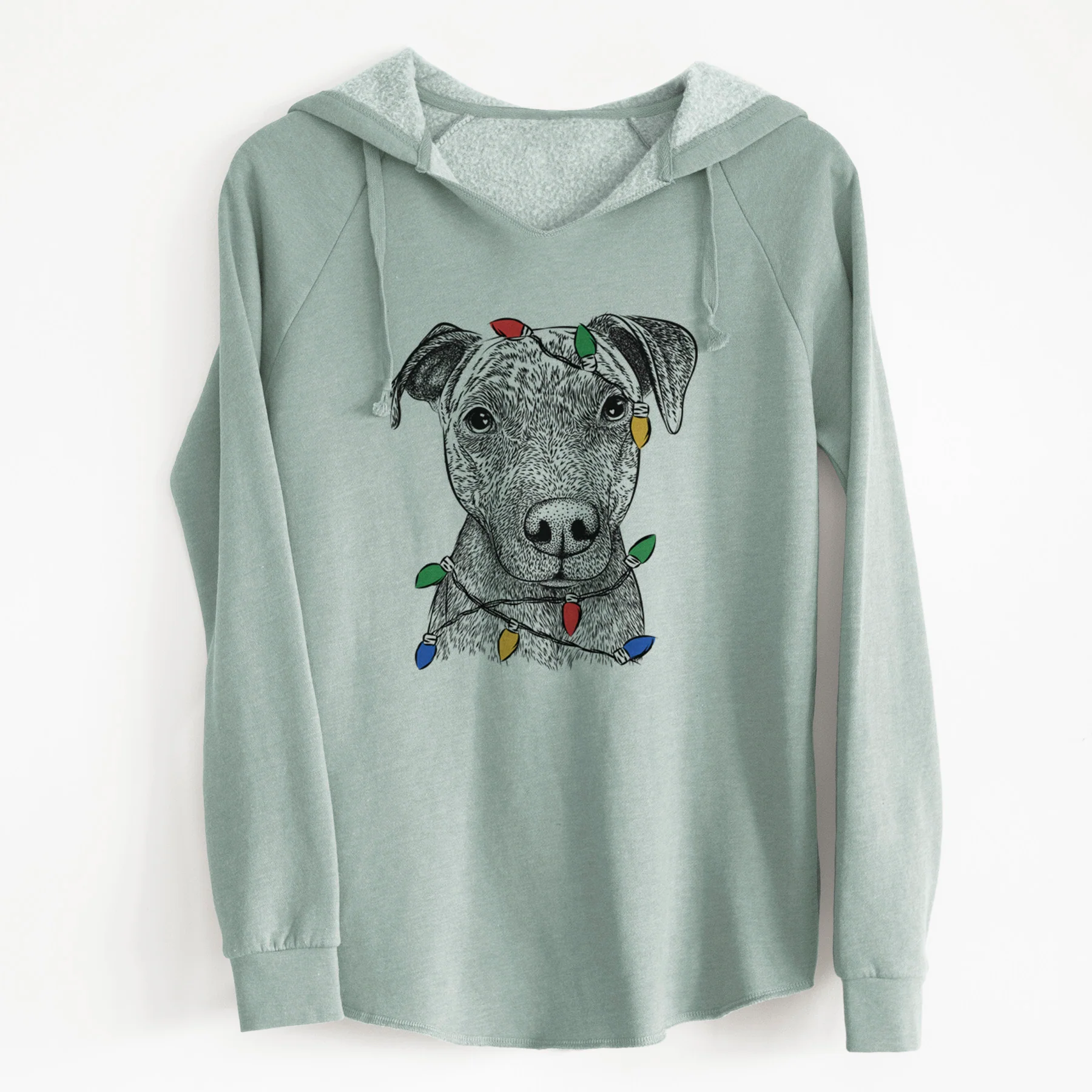 Christmas Lights Reeses the Pitbull - Cali Wave Hooded Sweatshirt - Image 6