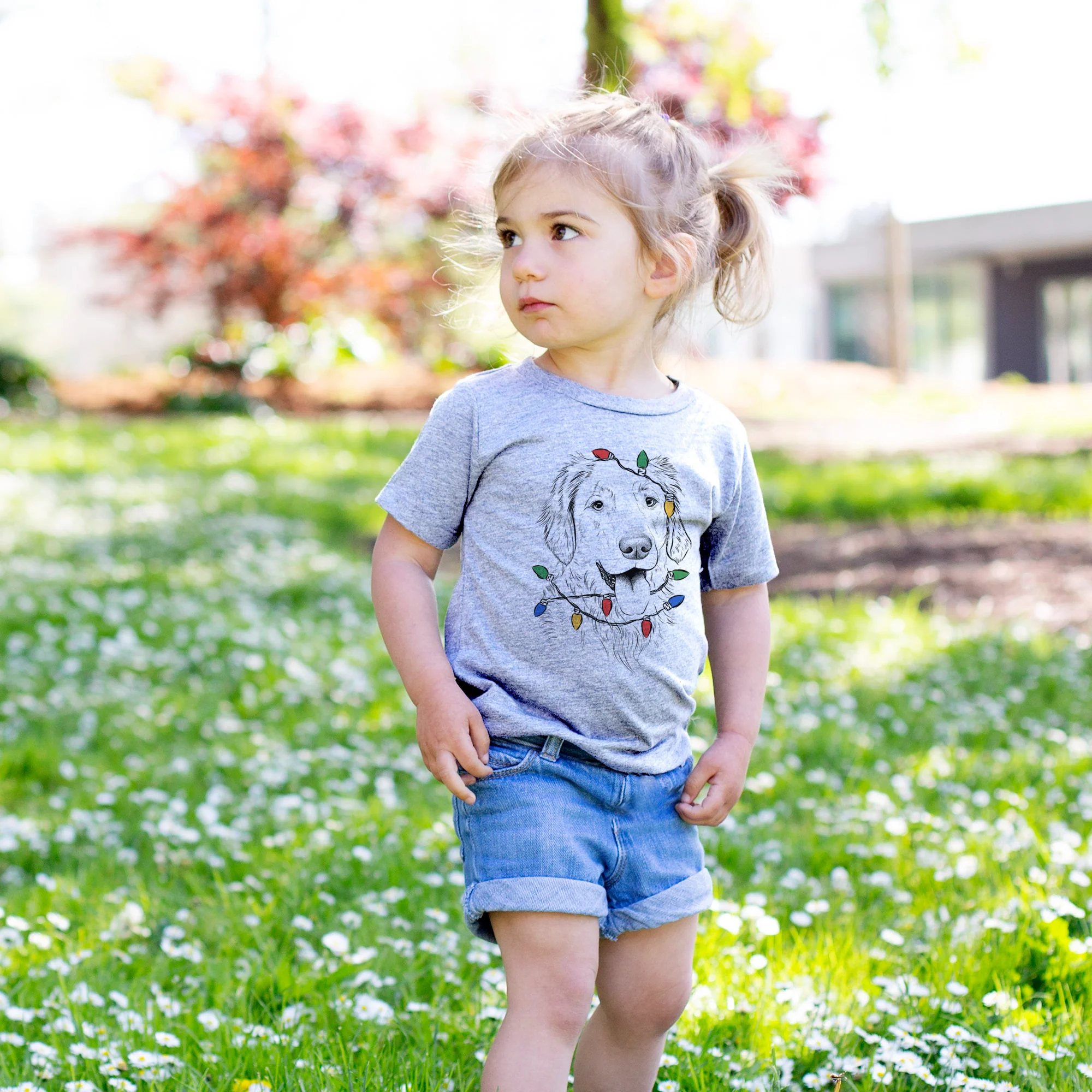Christmas Lights Semba the Golden Retriever - Kids/Youth/Toddler Shirt - Image 2