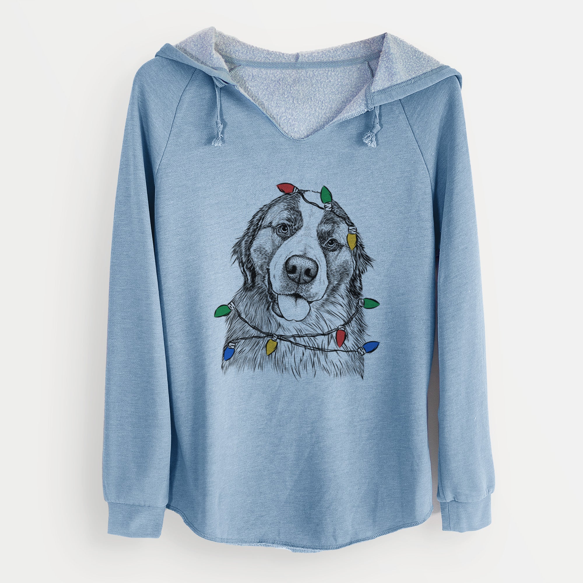 Christmas Lights Walter the Bernese Mountain Dog Mix - Cali Wave Hooded Sweatshirt - Image 9