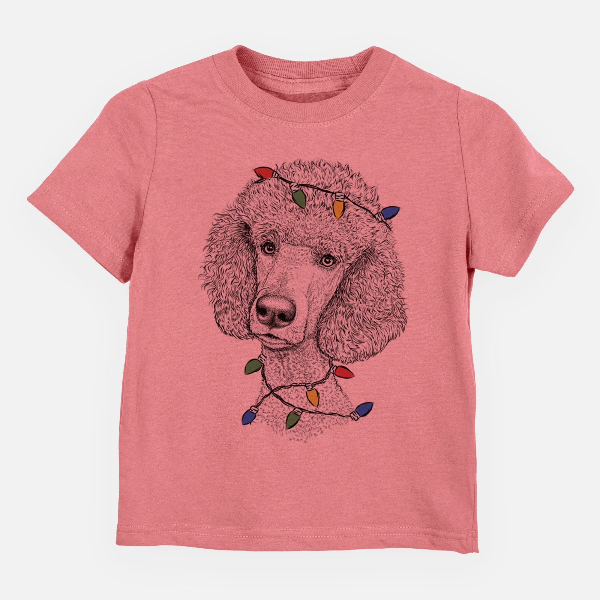 Christmas Lights Yuki the Poodle - Kids/Youth/Toddler Shirt - Image 3