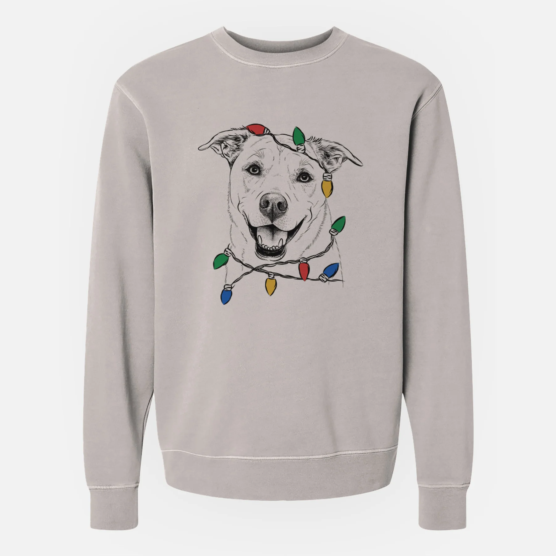 Christmas Lights Carl the Mixed Breed - Unisex Pigment Dyed Crew Sweatshirt - Image 3