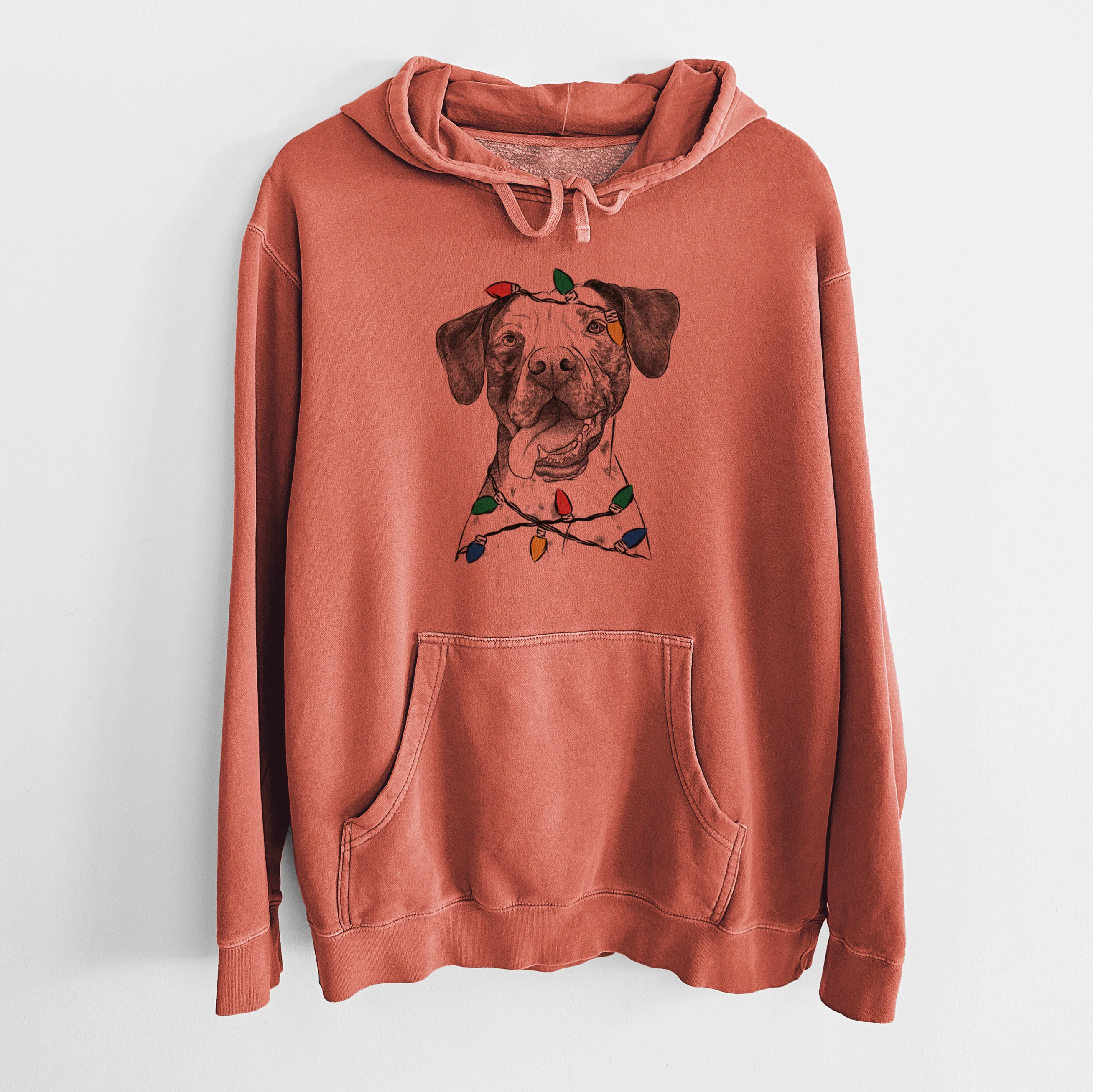 Christmas Lights Cola the Catahoula - Unisex Pigment Dyed Hoodie - Image 7