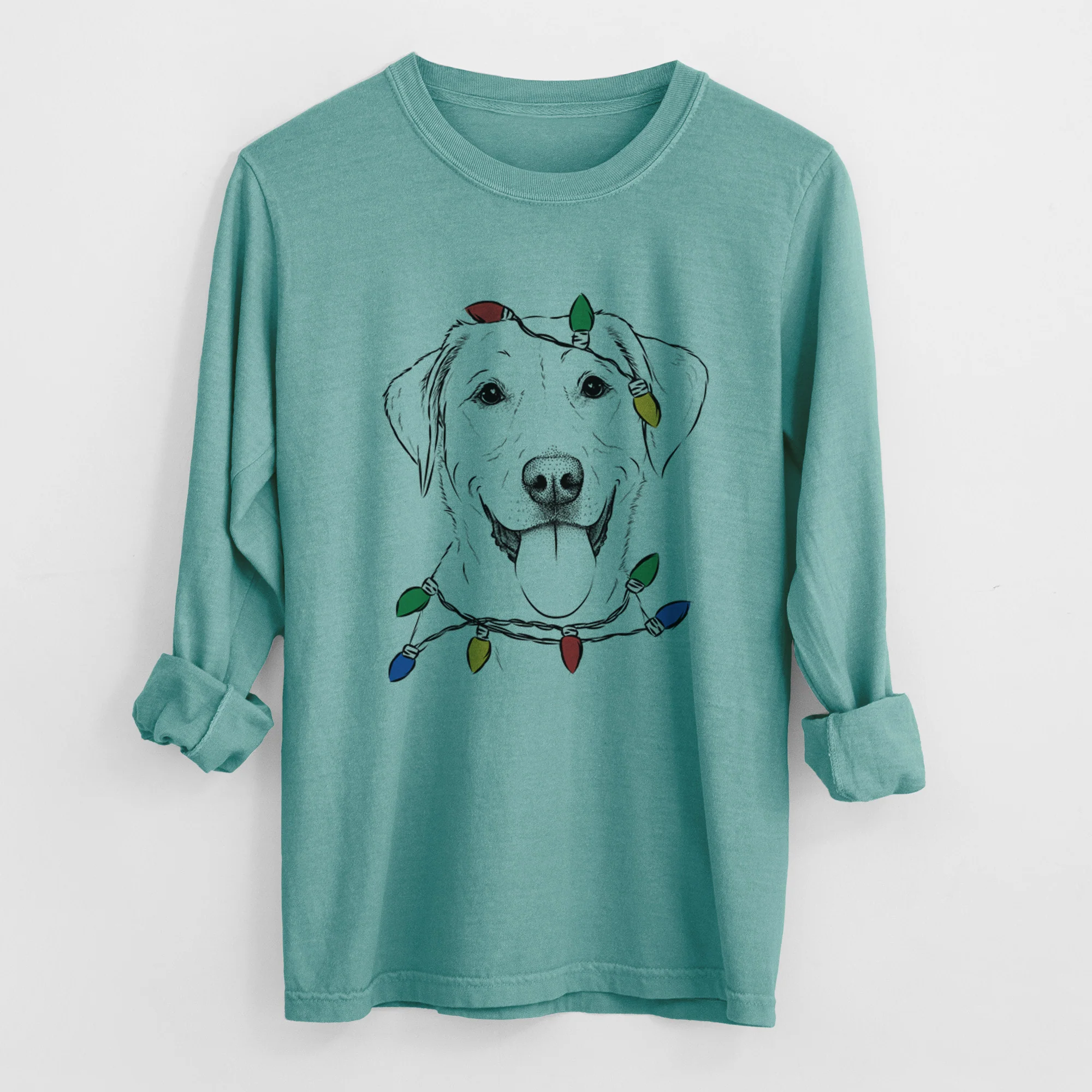 Christmas Lights Daisy the Labrador Retriever - Heavyweight 100% Cotton Long Sleeve - Image 8