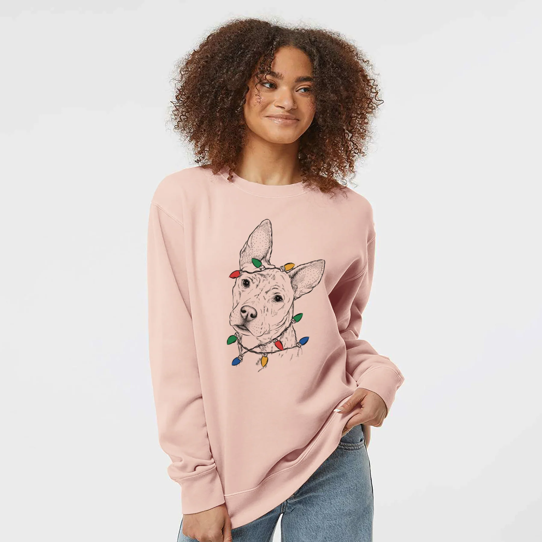 Christmas Lights Diesel the Mixed Breed - Unisex Pigment Dyed Crew Sweatshirt - Image 3