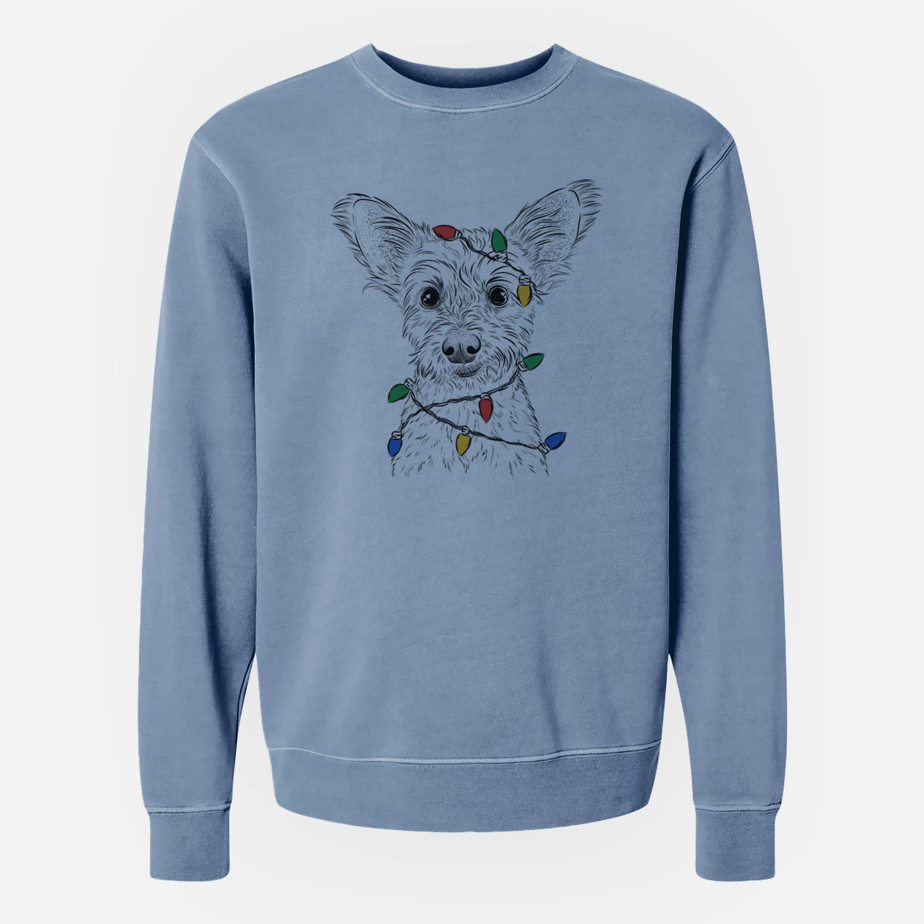 Christmas Lights Heidi the Schnauzer Mix - Unisex Pigment Dyed Crew Sweatshirt - Image 6