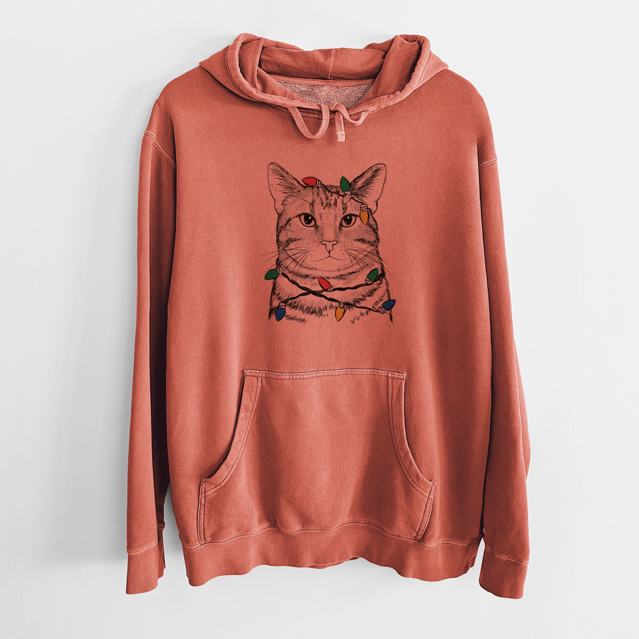 Christmas Lights Henry the Bengal - Unisex Pigment Dyed Hoodie - Image 7
