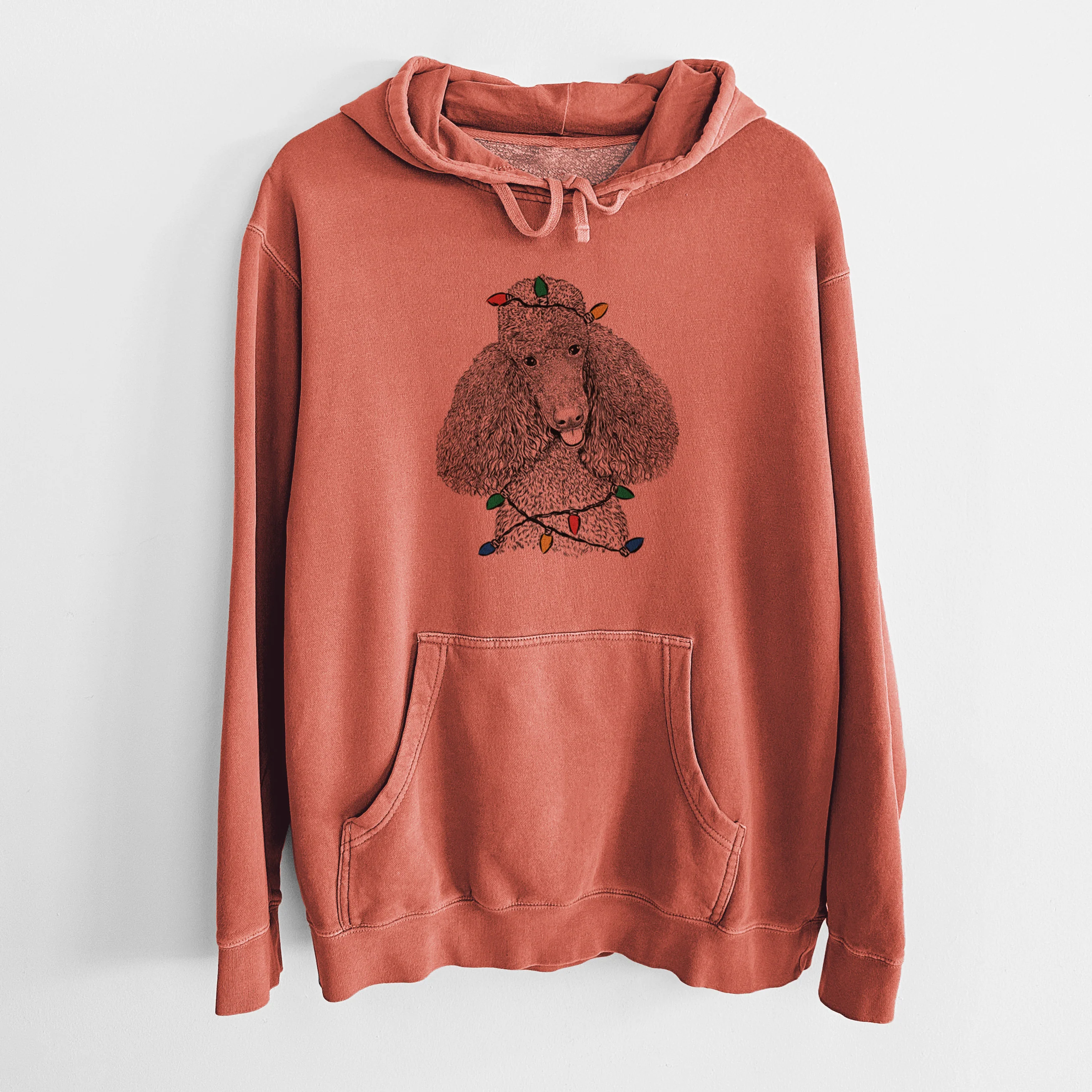 Christmas Lights Henry the Standard Poodle - Unisex Pigment Dyed Hoodie - Image 7