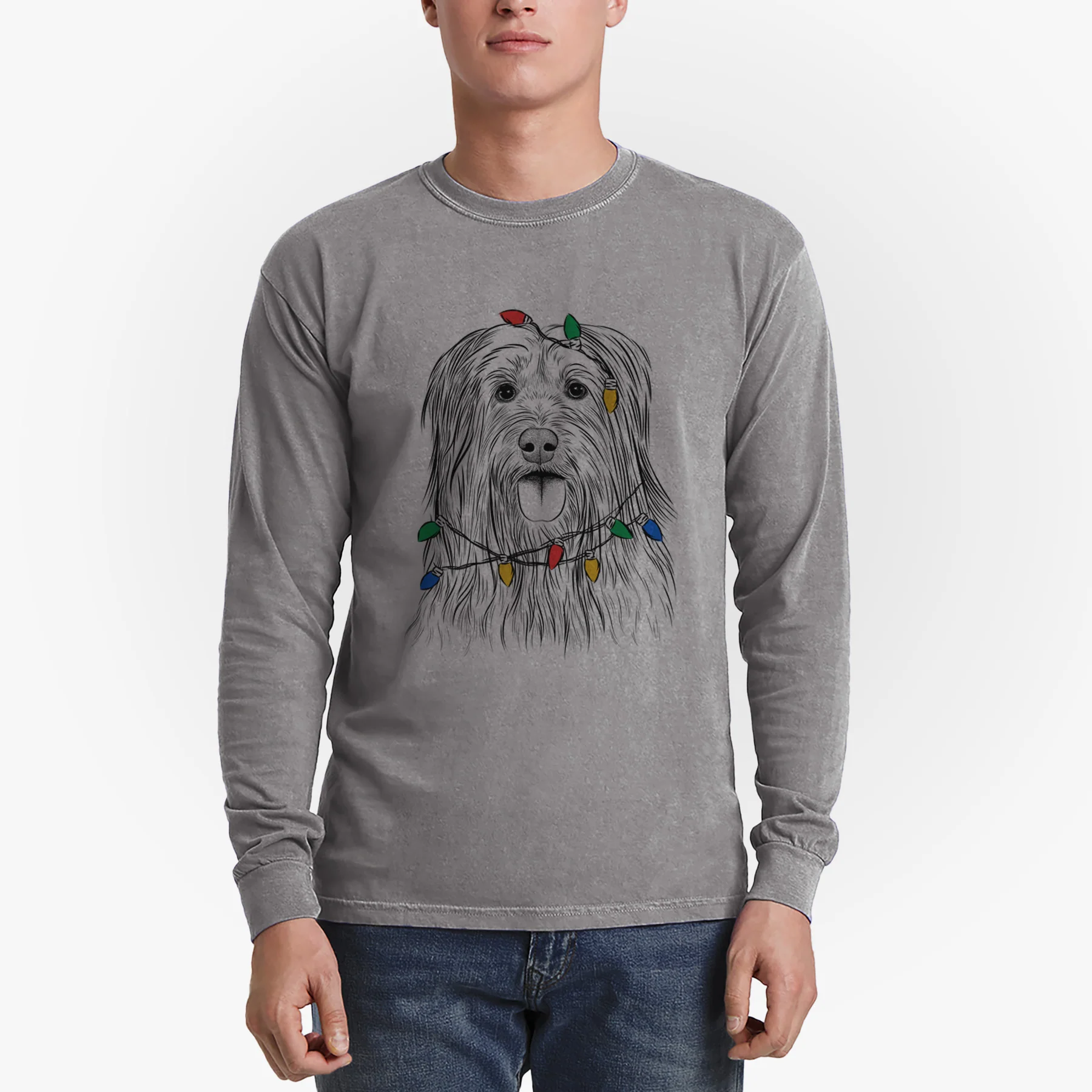 Christmas Lights Indy the Korean Sapsali - Heavyweight 100% Cotton Long Sleeve - Image 4