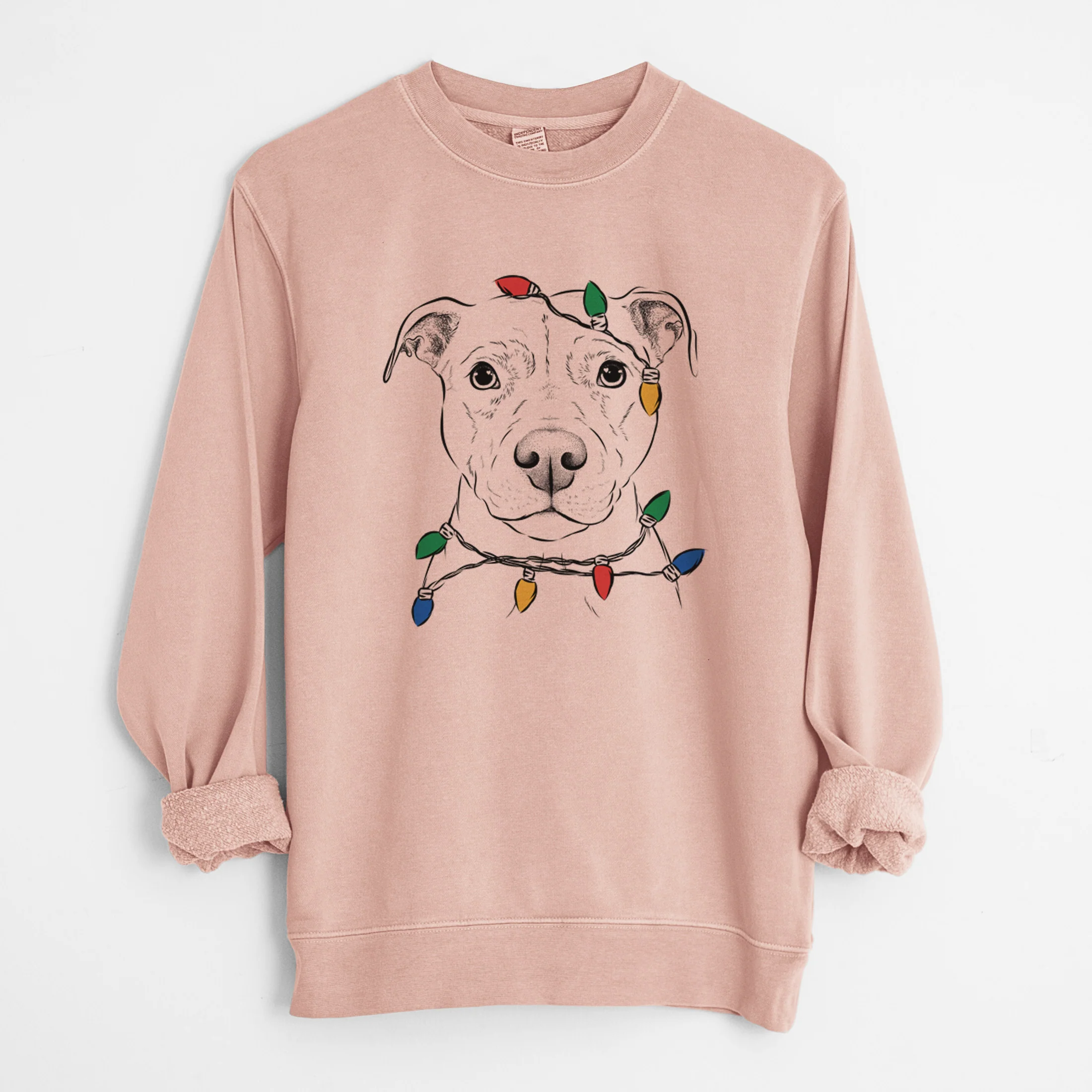 Christmas Lights Khaleesi the Pitbull - Unisex Pigment Dyed Crew Sweatshirt - Image 5
