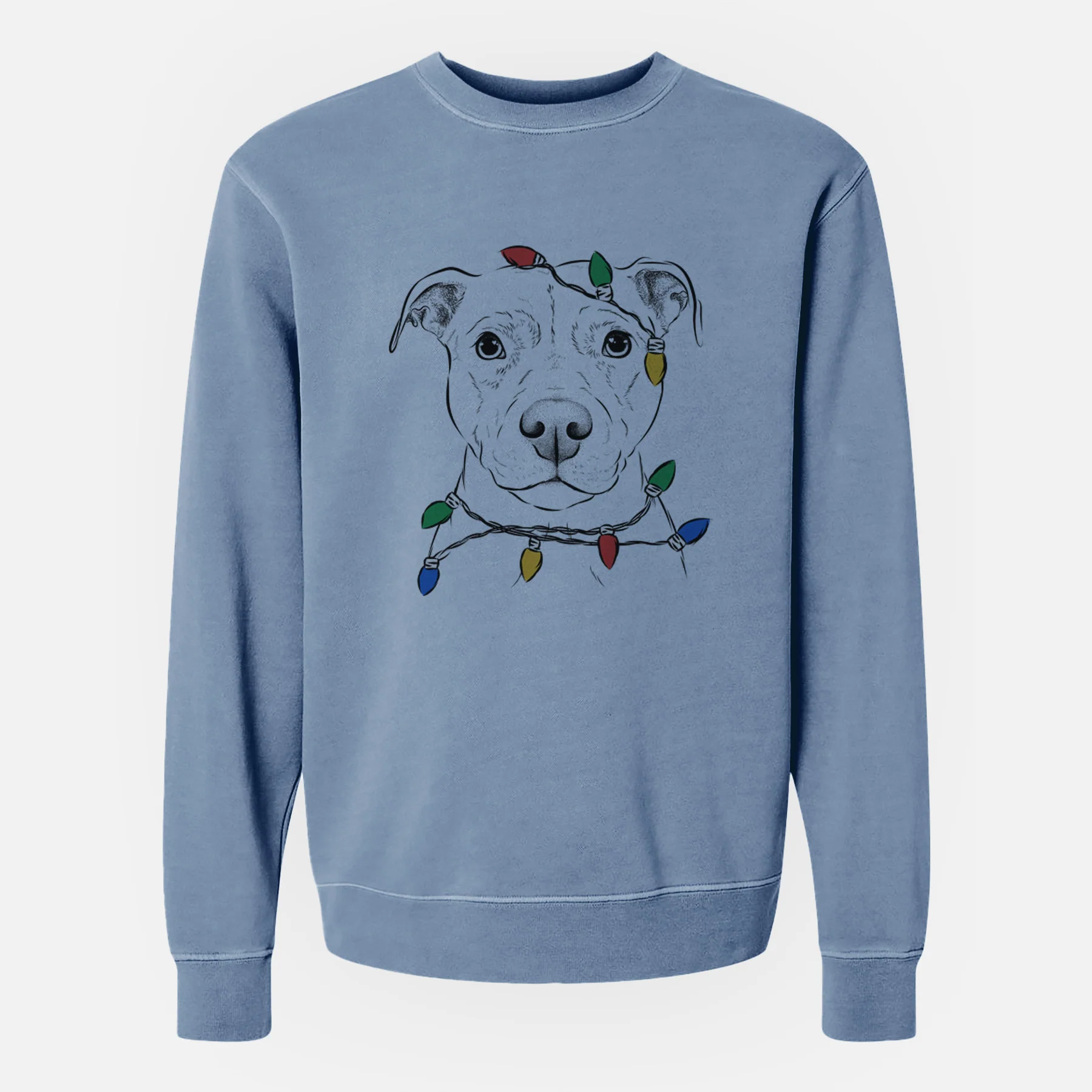Christmas Lights Khaleesi the Pitbull - Unisex Pigment Dyed Crew Sweatshirt - Image 6