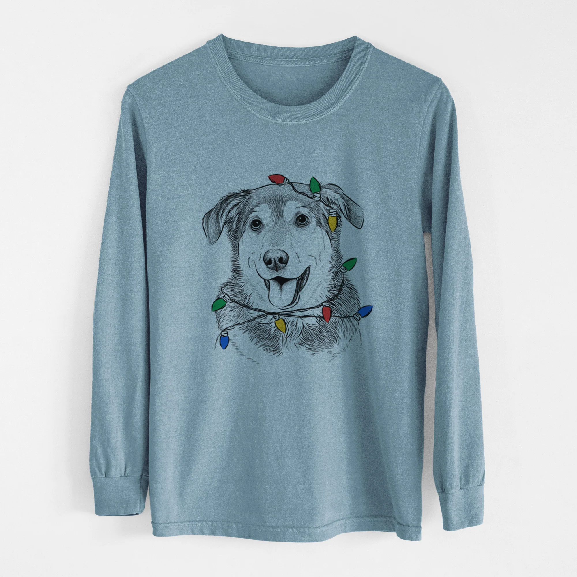 Christmas Lights Lance the Lab/Shepherd Mix - Heavyweight 100% Cotton Long Sleeve - Image 7