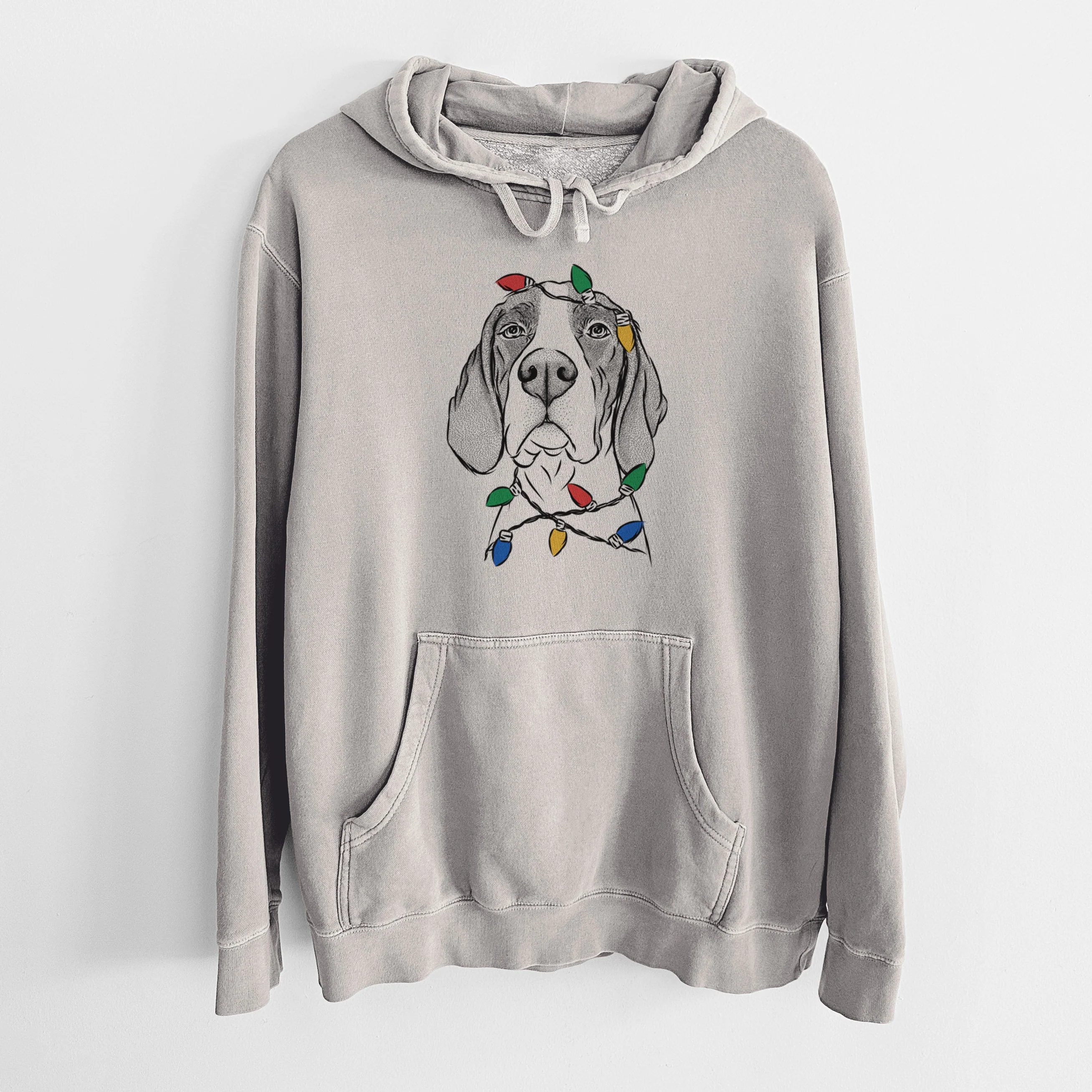 Christmas Lights Liam the English Pointer - Unisex Pigment Dyed Hoodie - Image 5