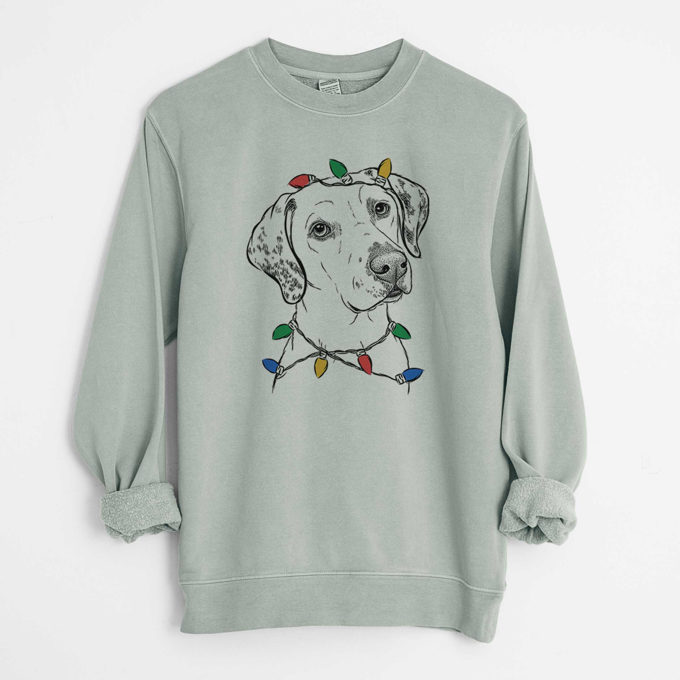 Christmas Lights Lucky the Dalmatian - Unisex Pigment Dyed Crew Sweatshirt - Image 7