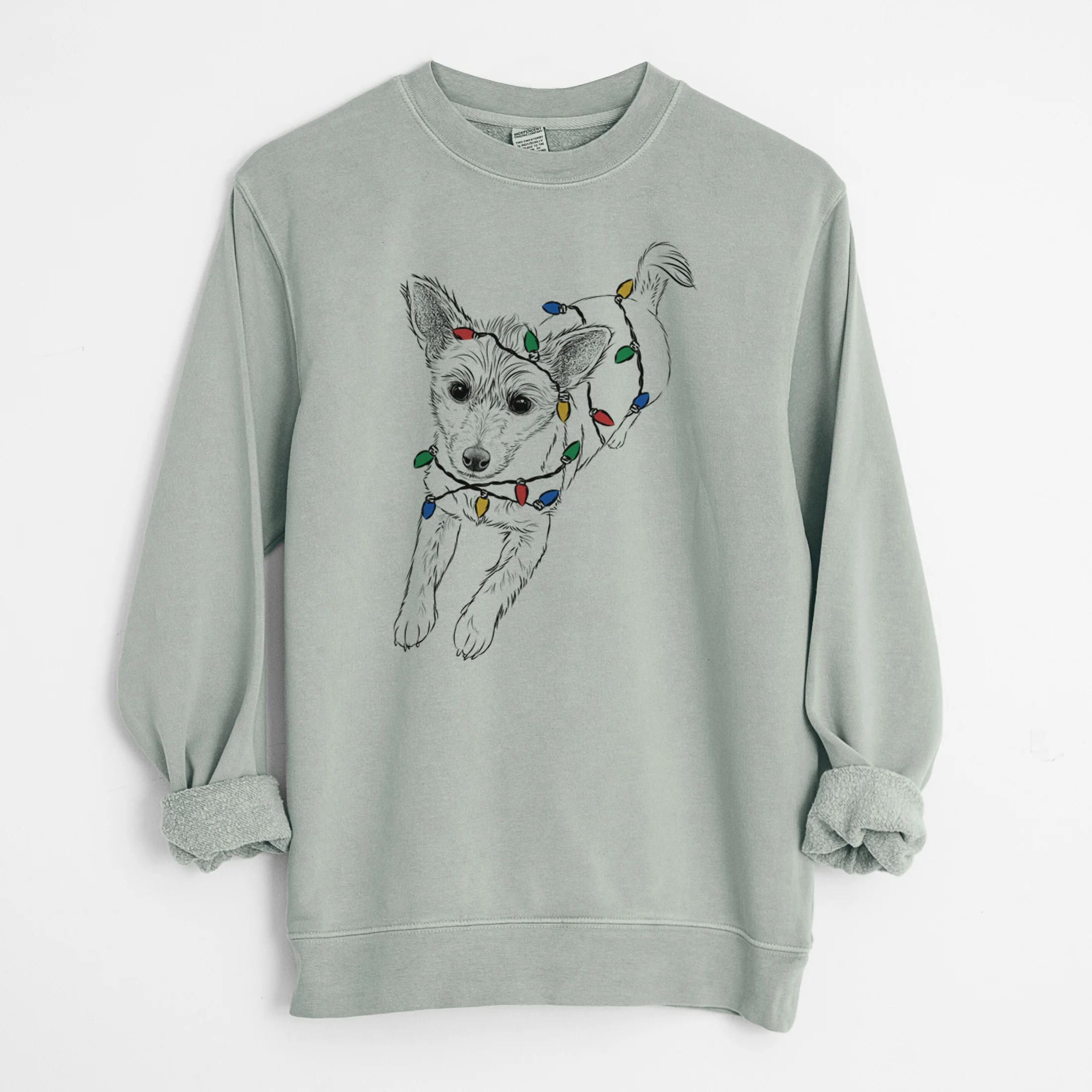 Christmas Lights Maisie the Terrier Mix - Unisex Pigment Dyed Crew Sweatshirt - Image 9