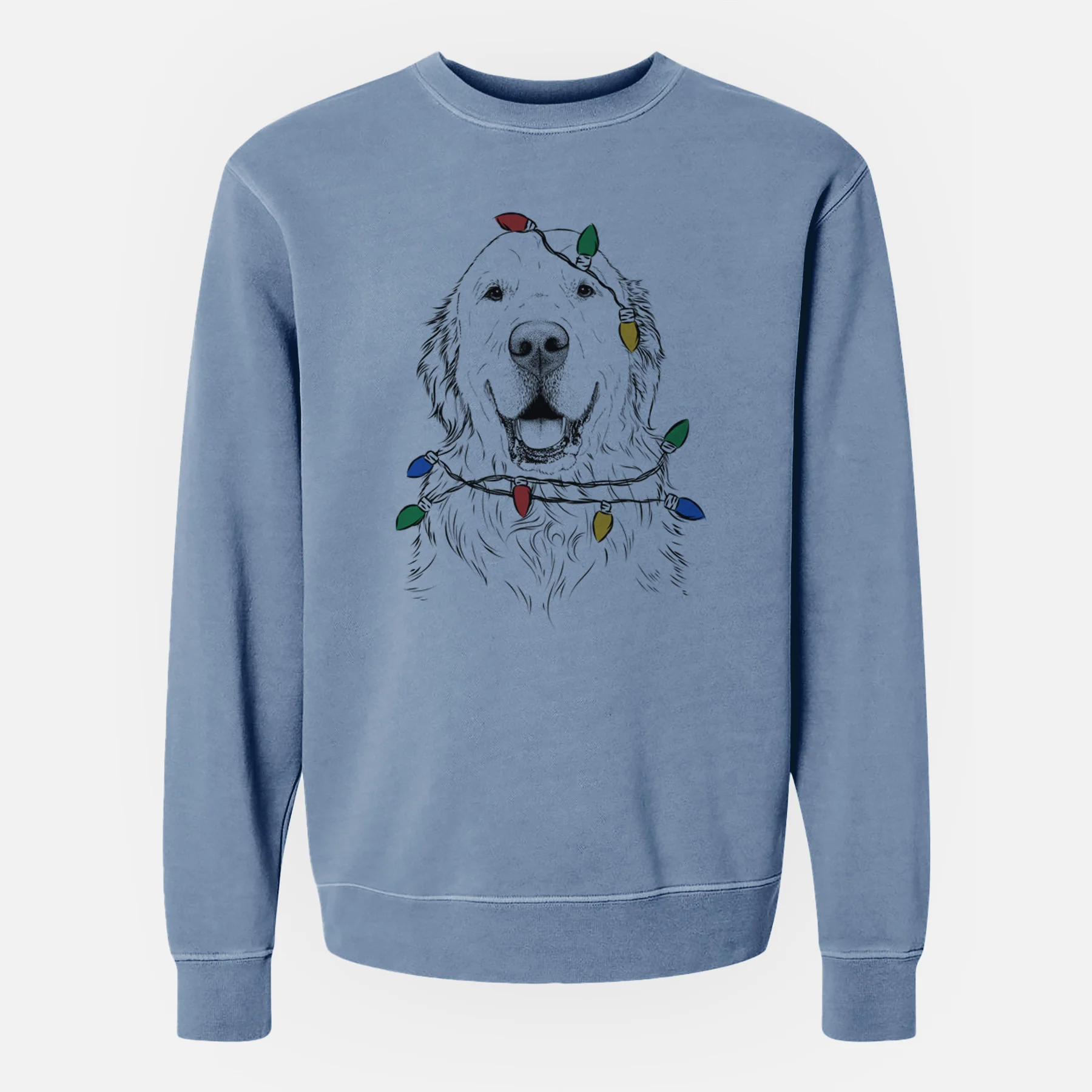 Christmas Lights Maximus the Golden Retriever - Unisex Pigment Dyed Crew Sweatshirt - Image 6