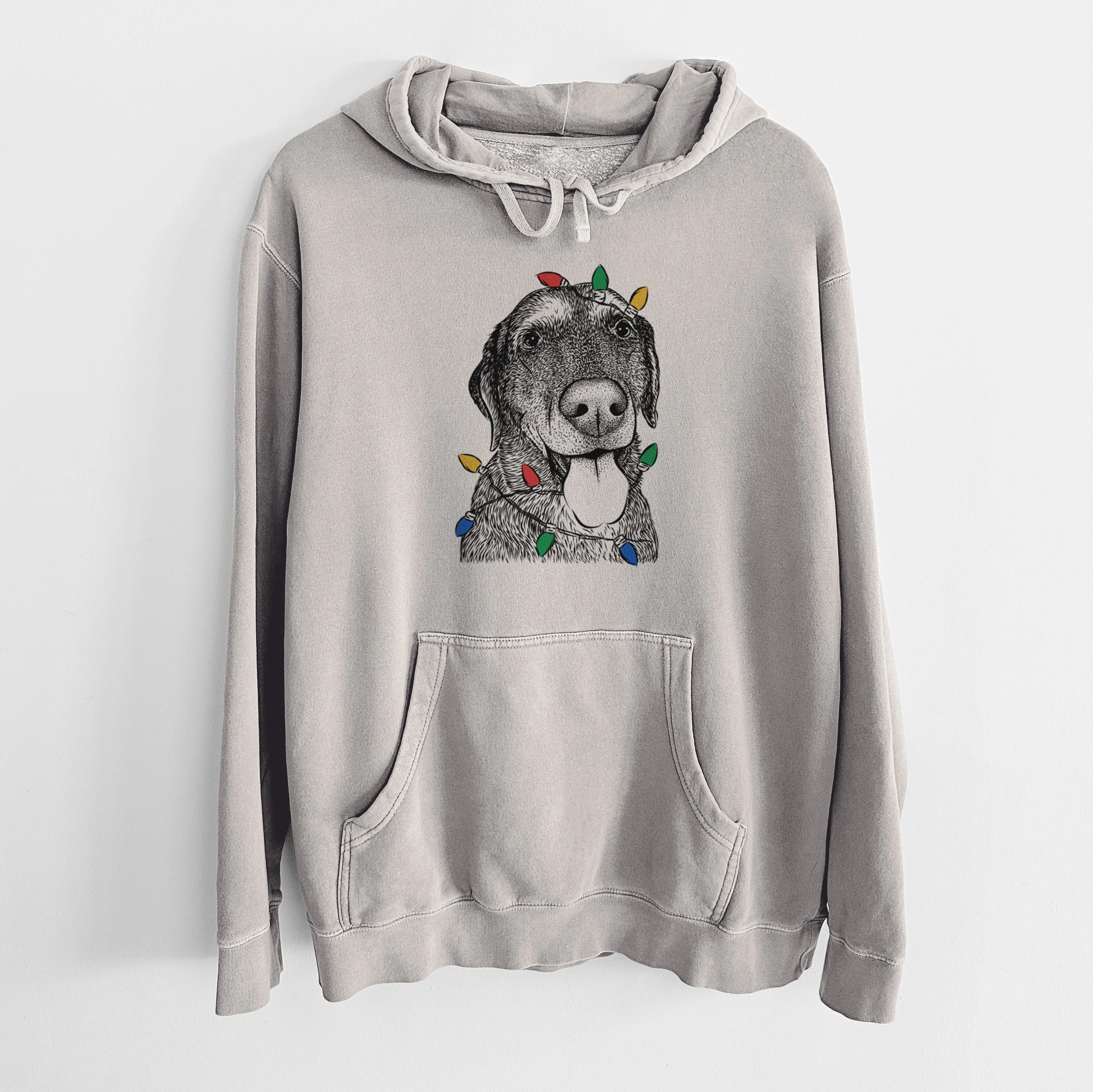 Christmas Lights Max the Labrador Retriever - Unisex Pigment Dyed Hoodie - Image 5