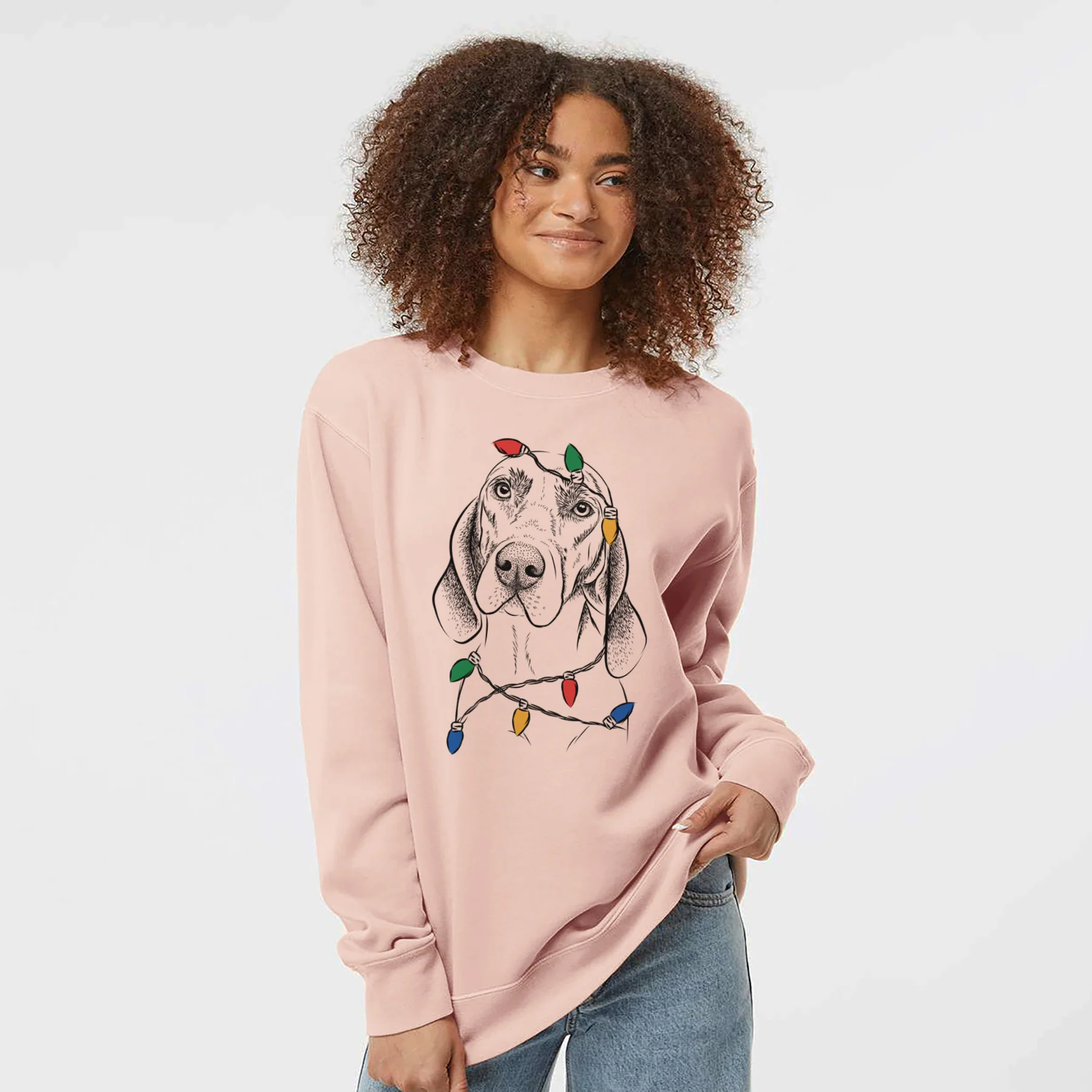 Christmas Lights Norman the Plott Hound - Unisex Pigment Dyed Crew Sweatshirt - Image 4