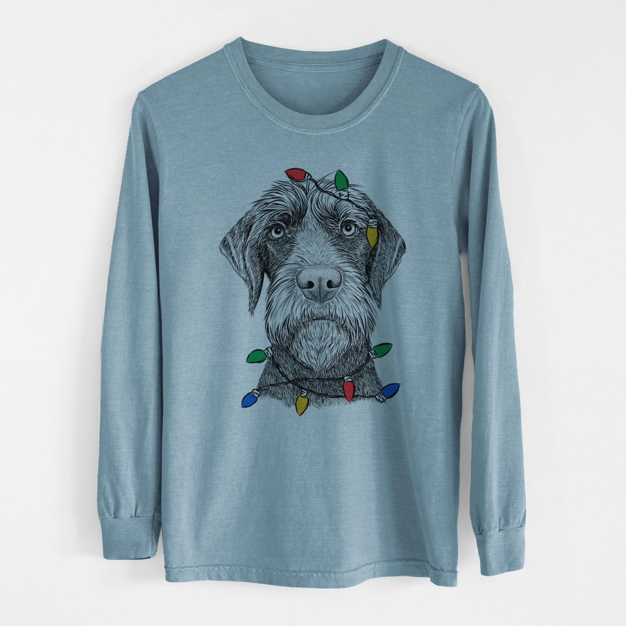Christmas Lights Oakley the Pudelpointer - Heavyweight 100% Cotton Long Sleeve - Image 7