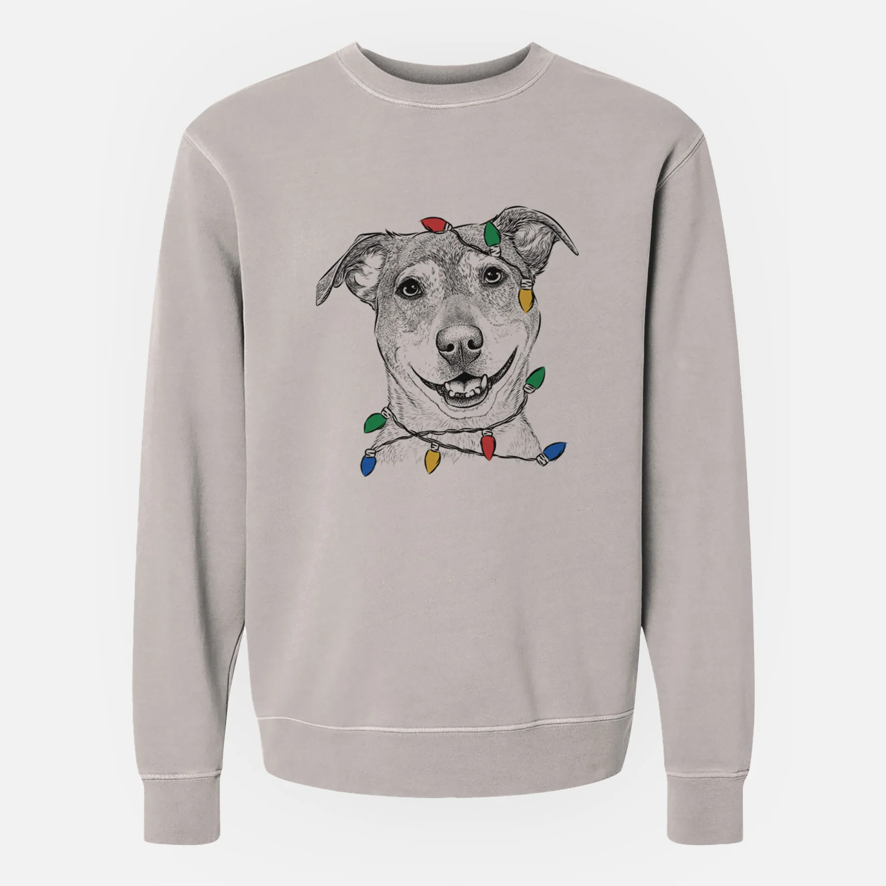 Christmas Lights Reese the Mountain Cur - Unisex Pigment Dyed Crew Sweatshirt - Image 2