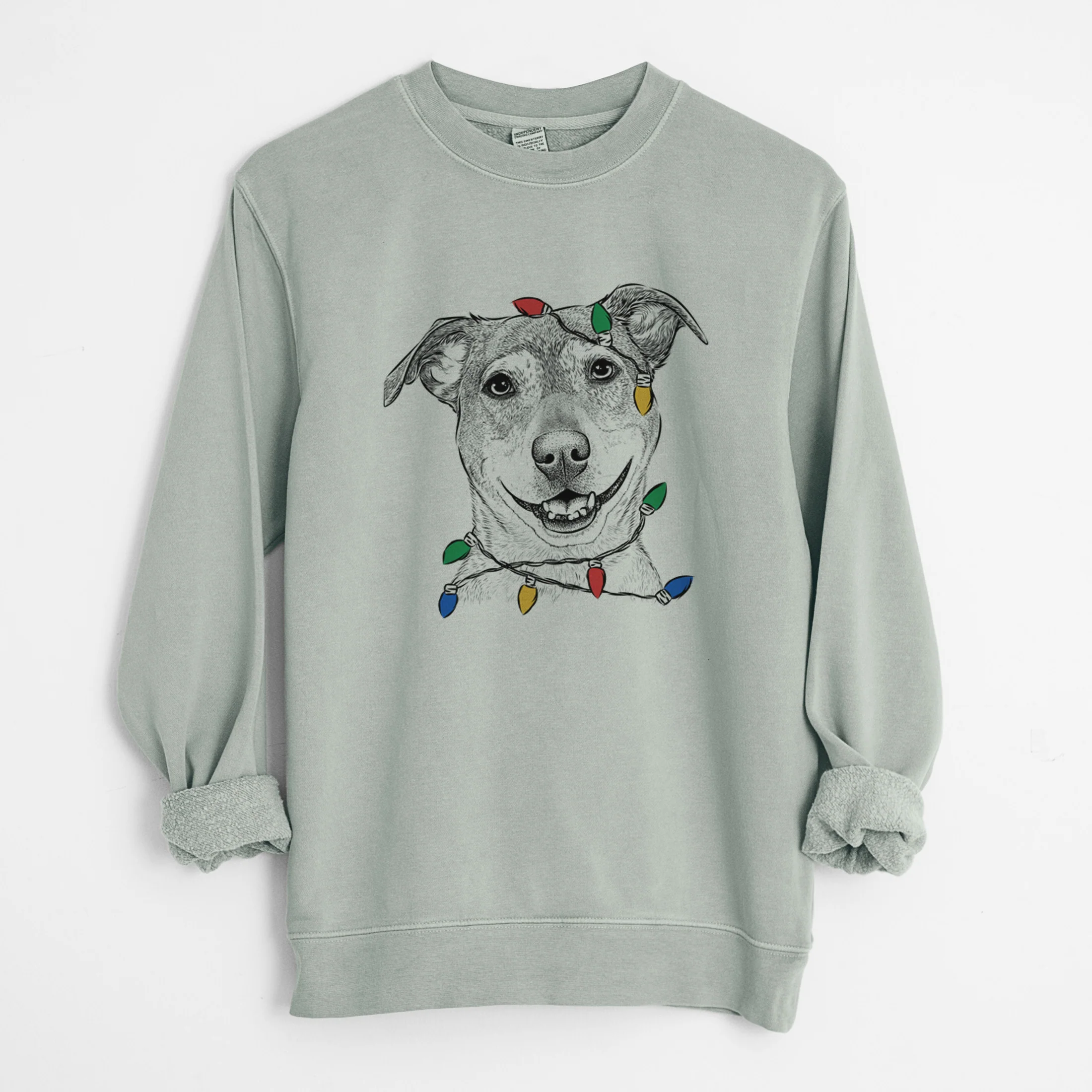 Christmas Lights Reese the Mountain Cur - Unisex Pigment Dyed Crew Sweatshirt - Image 7