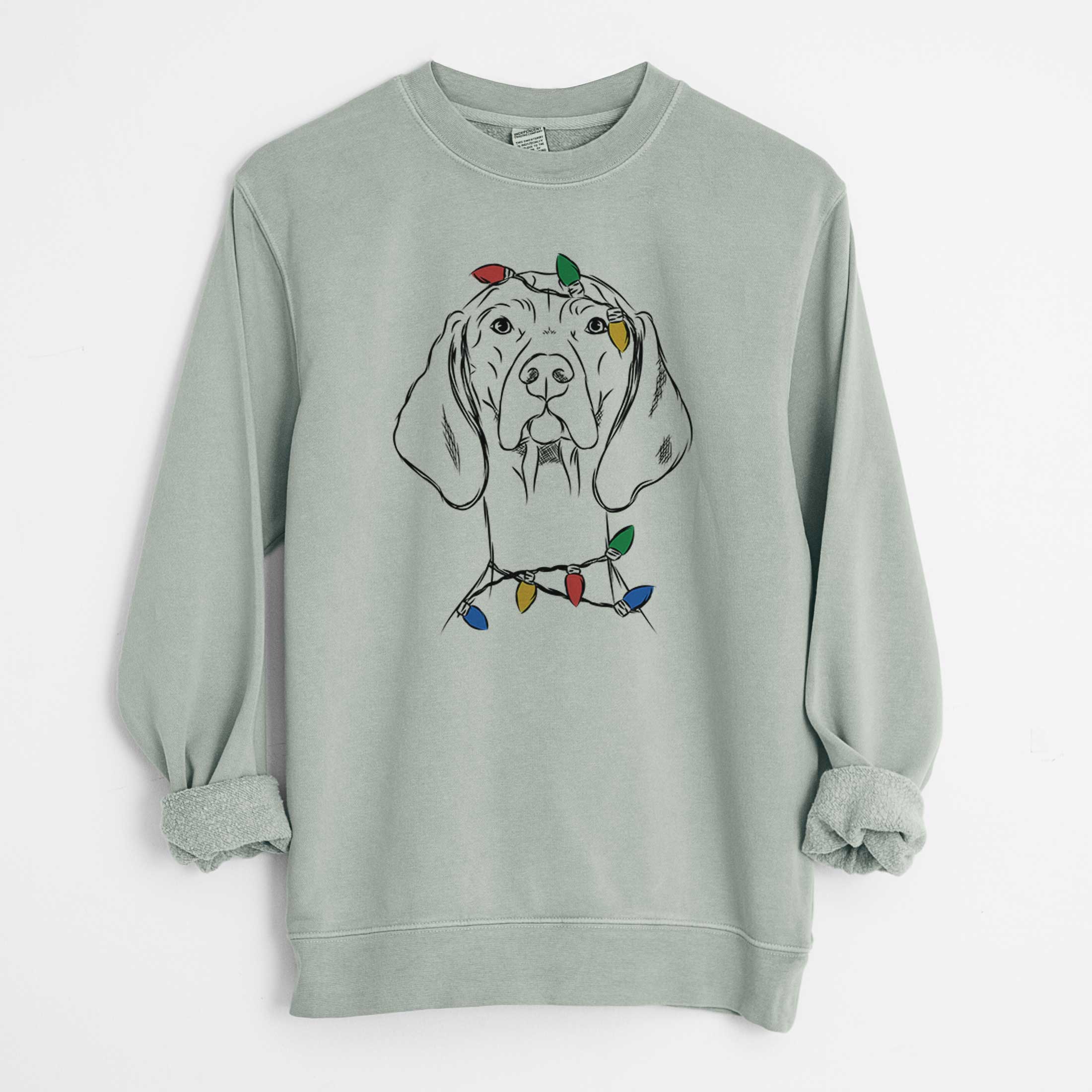Christmas Lights Sawyer the Vizsla - Unisex Pigment Dyed Crew Sweatshirt - Image 8