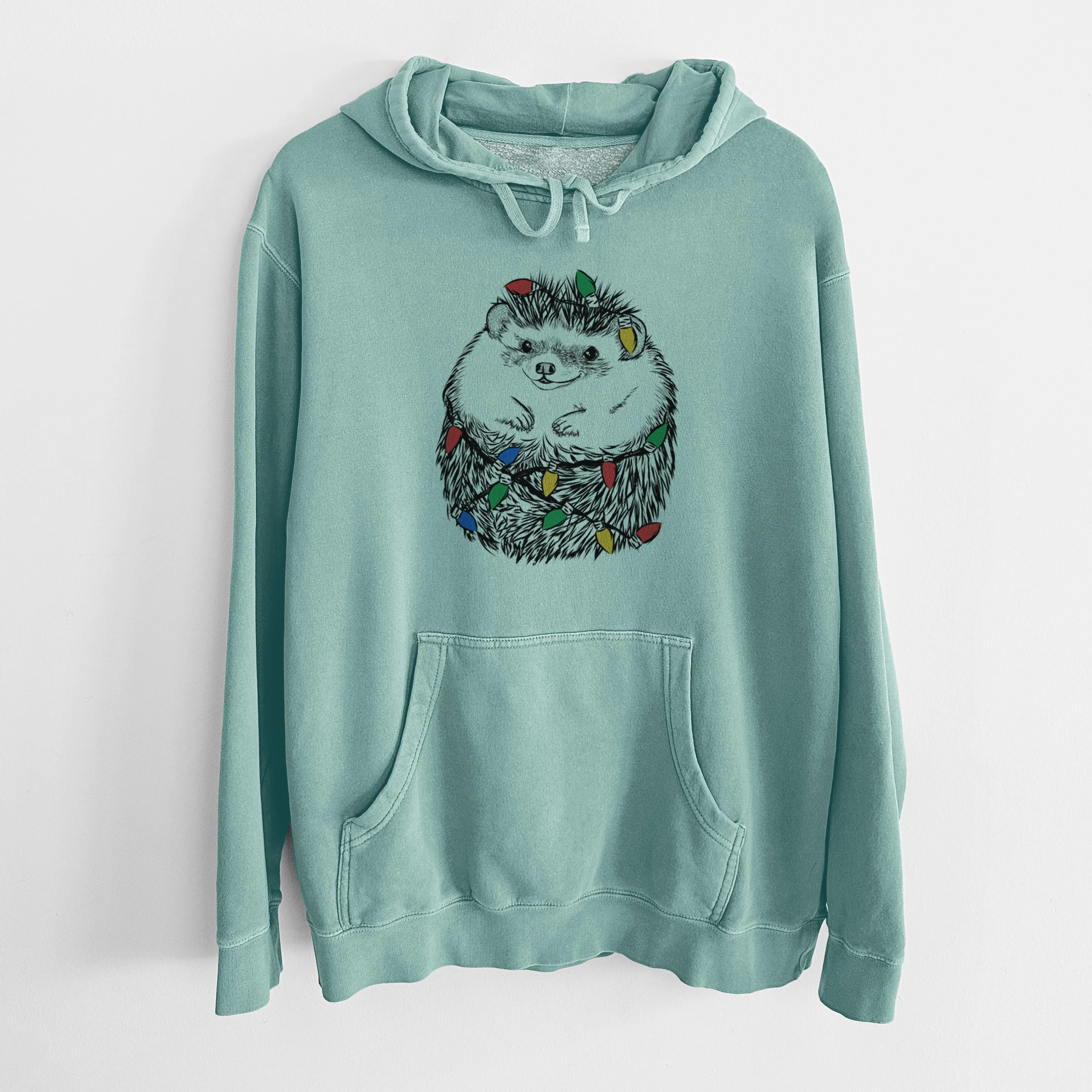 Christmas Lights Sid the Hedgehog - Unisex Pigment Dyed Hoodie - Image 8