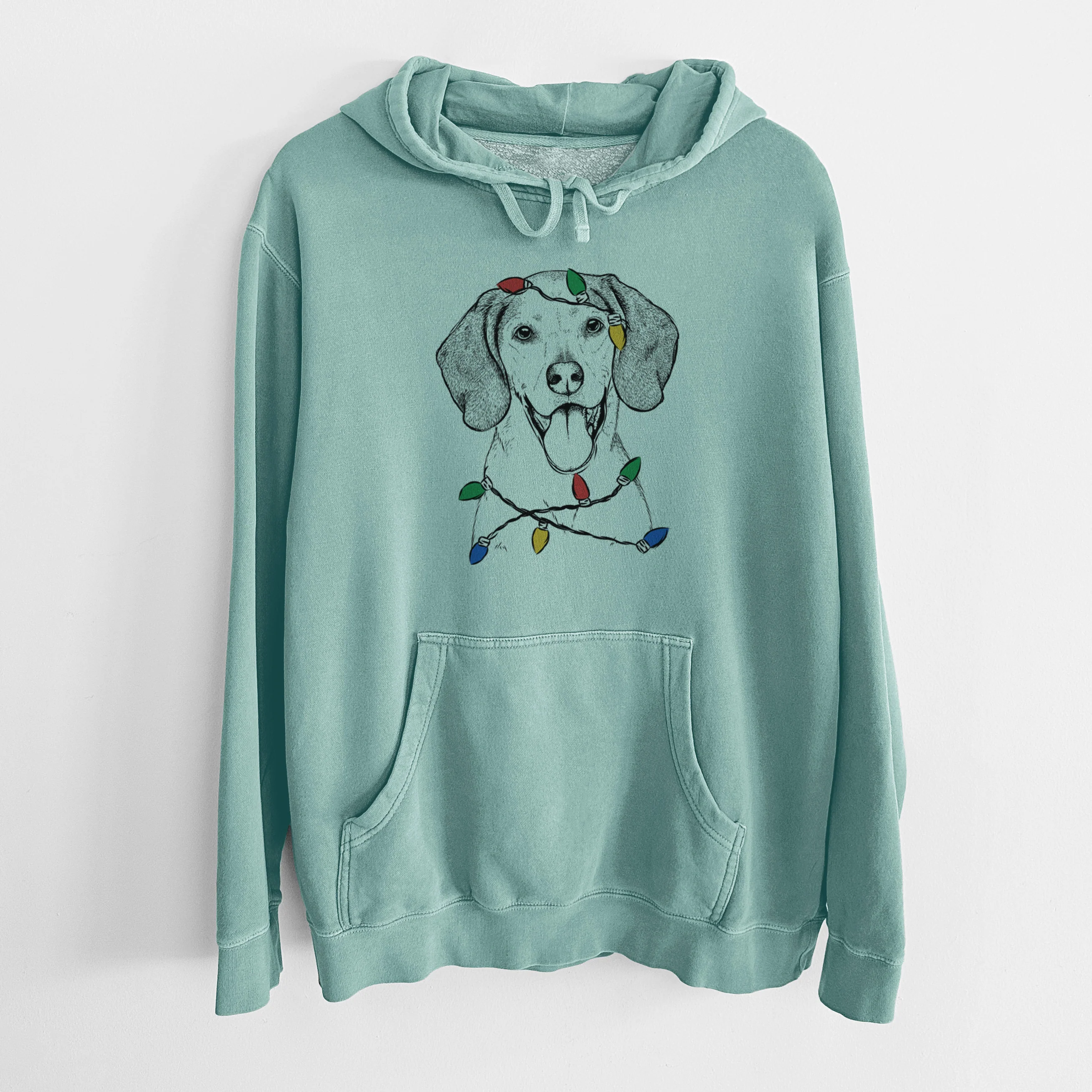 Christmas Lights Trooper the Hound Mix - Unisex Pigment Dyed Hoodie - Image 8