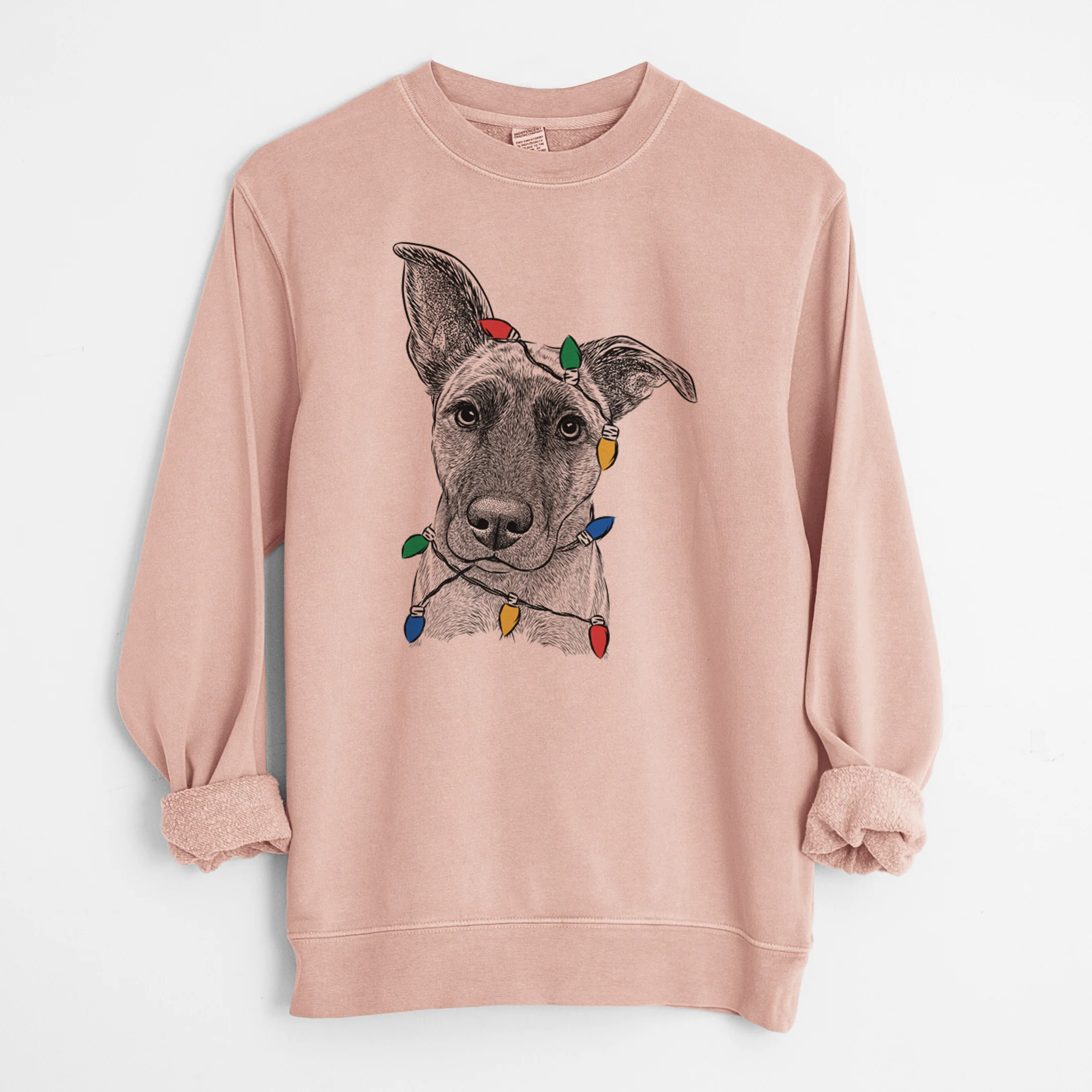 Christmas Lights Zoey the Mixed Breed - Unisex Pigment Dyed Crew Sweatshirt - Image 7