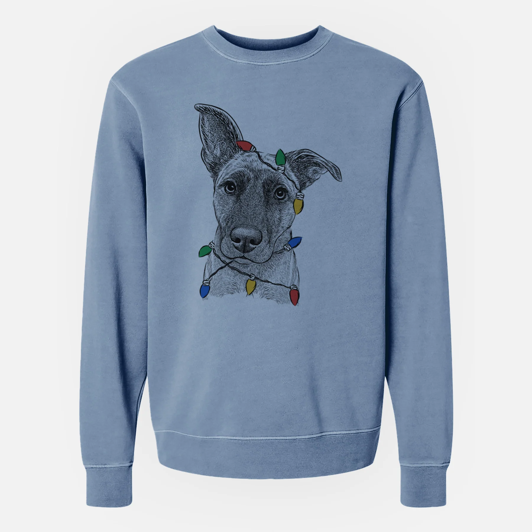 Christmas Lights Zoey the Mixed Breed - Unisex Pigment Dyed Crew Sweatshirt - Image 8
