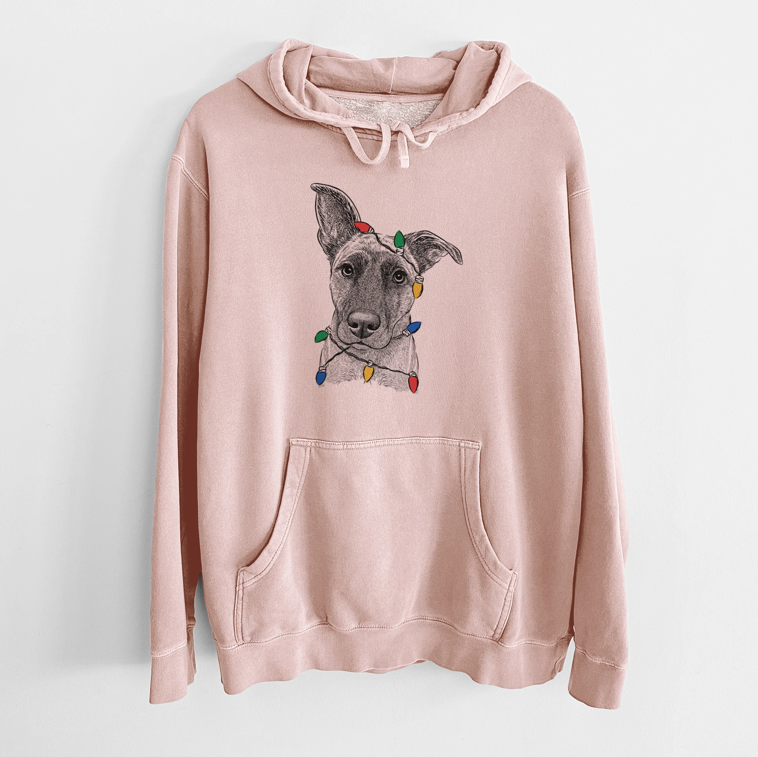Christmas Lights Zoey the Mixed Breed - Unisex Pigment Dyed Hoodie - Image 7